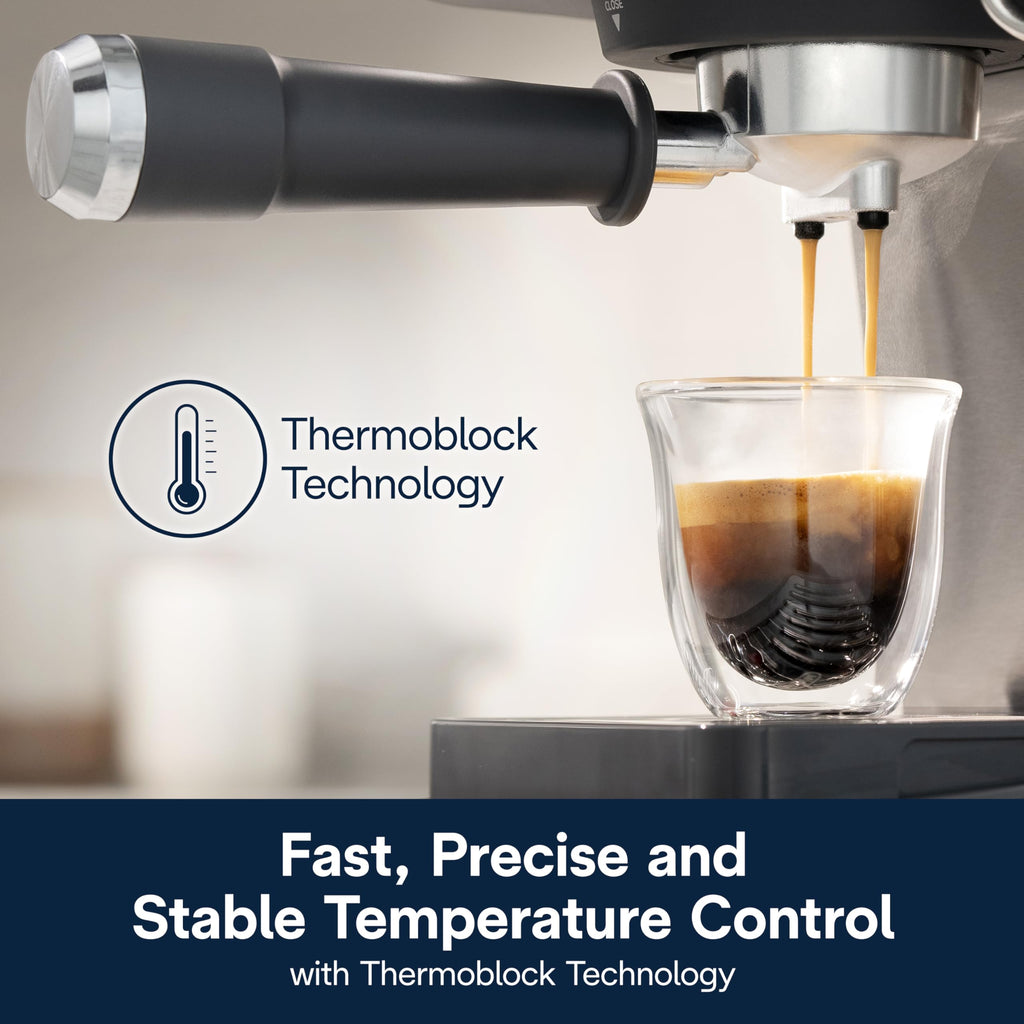 De'Longhi Dedica Maestro Plus Espresso Machine, Automatic Steam Wand, 3 Coffee Temp & Milk Foam Settings, 54oz Removable Tank, Easy-to-Clean
