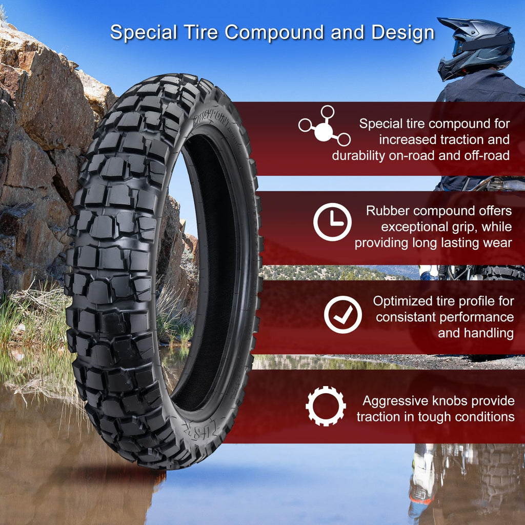 Tusk Waypoint Adventure Motorcycle Tire Set â 90/90-21 Front & 130/90-17 Rear (68R) Tube Type