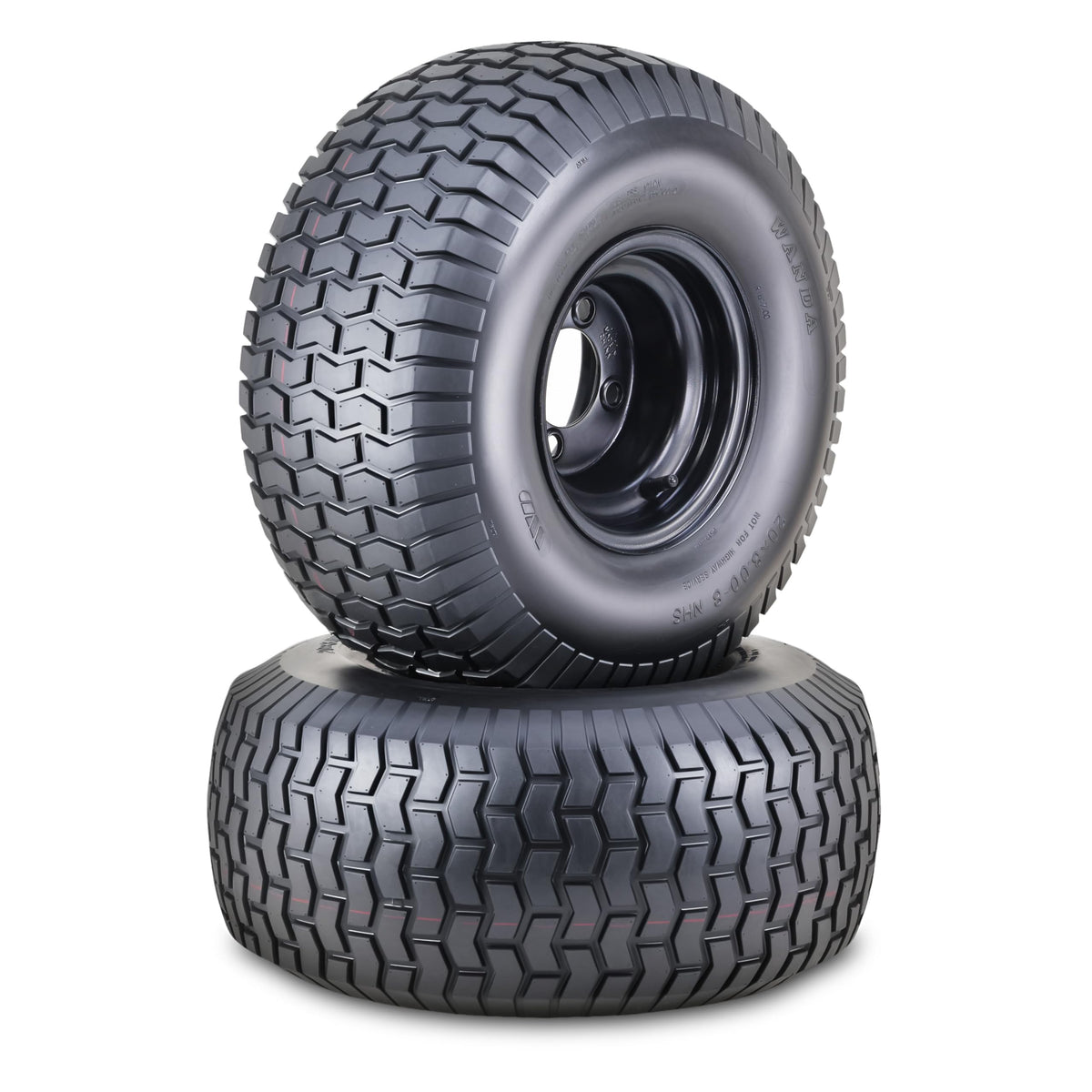 WANDA Lawn Mower Tractor Tire Wheel 18X7.5-8 4PR w/ 4X4" PCD White Rim,SET2
