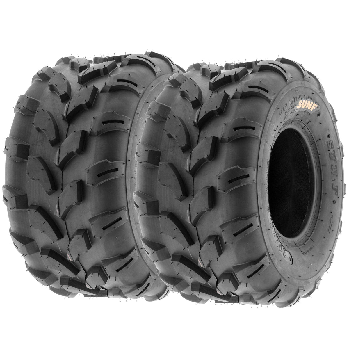 SunF Set of 2 ATV Tires 20x10.00-8, 20x10x8 Lawn Mower Off-Road Tires 6 Ply Directional Knobby Tread-A003