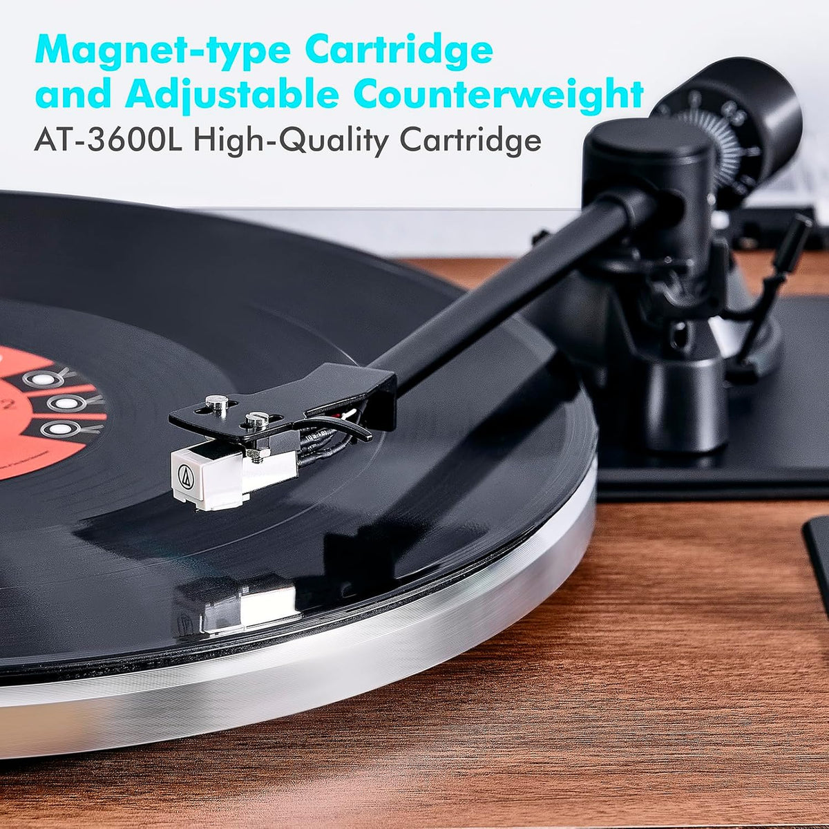 Vinyl Record Player with Speakers,High Fidelity Turntables for Vinyl Records with Magnetic Cartridge AT-3600L,Bluetooth Playback Built-in Phono