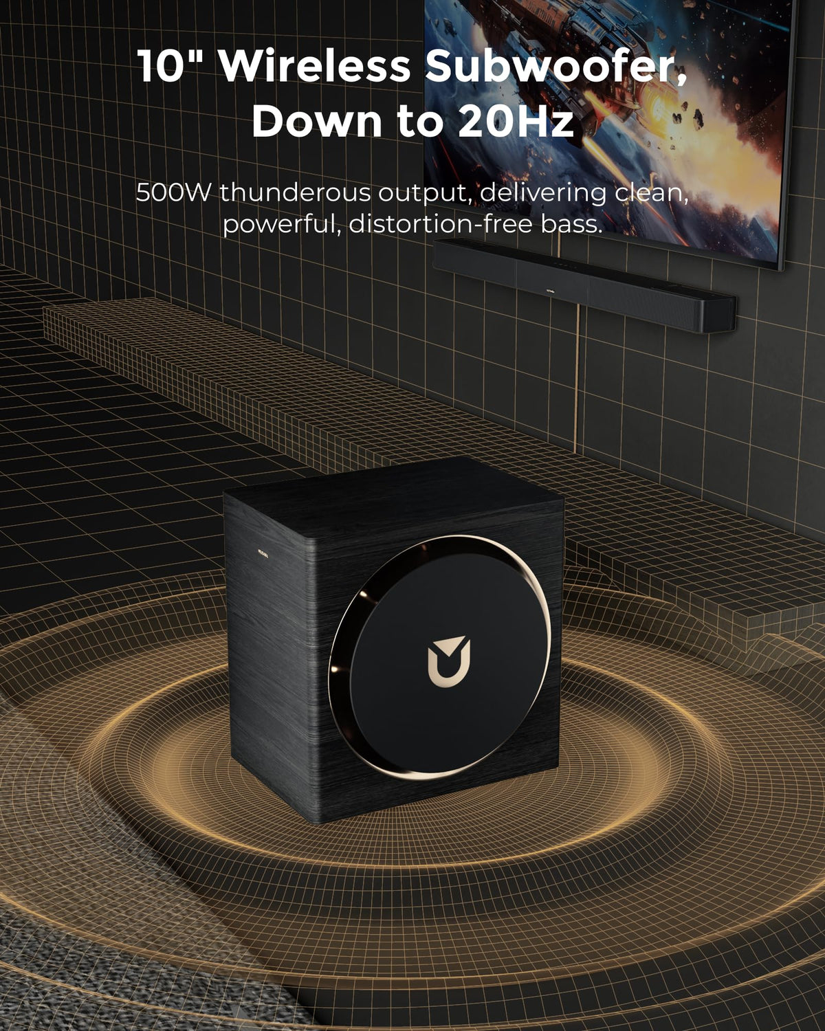 ULTIMEA Skywave X50 5.1.4ch Wireless Surround Sound System for TV, 760W Professional Sound Bar w/Dolby Atmos, 2 Wireless Surround Speakers & 8"