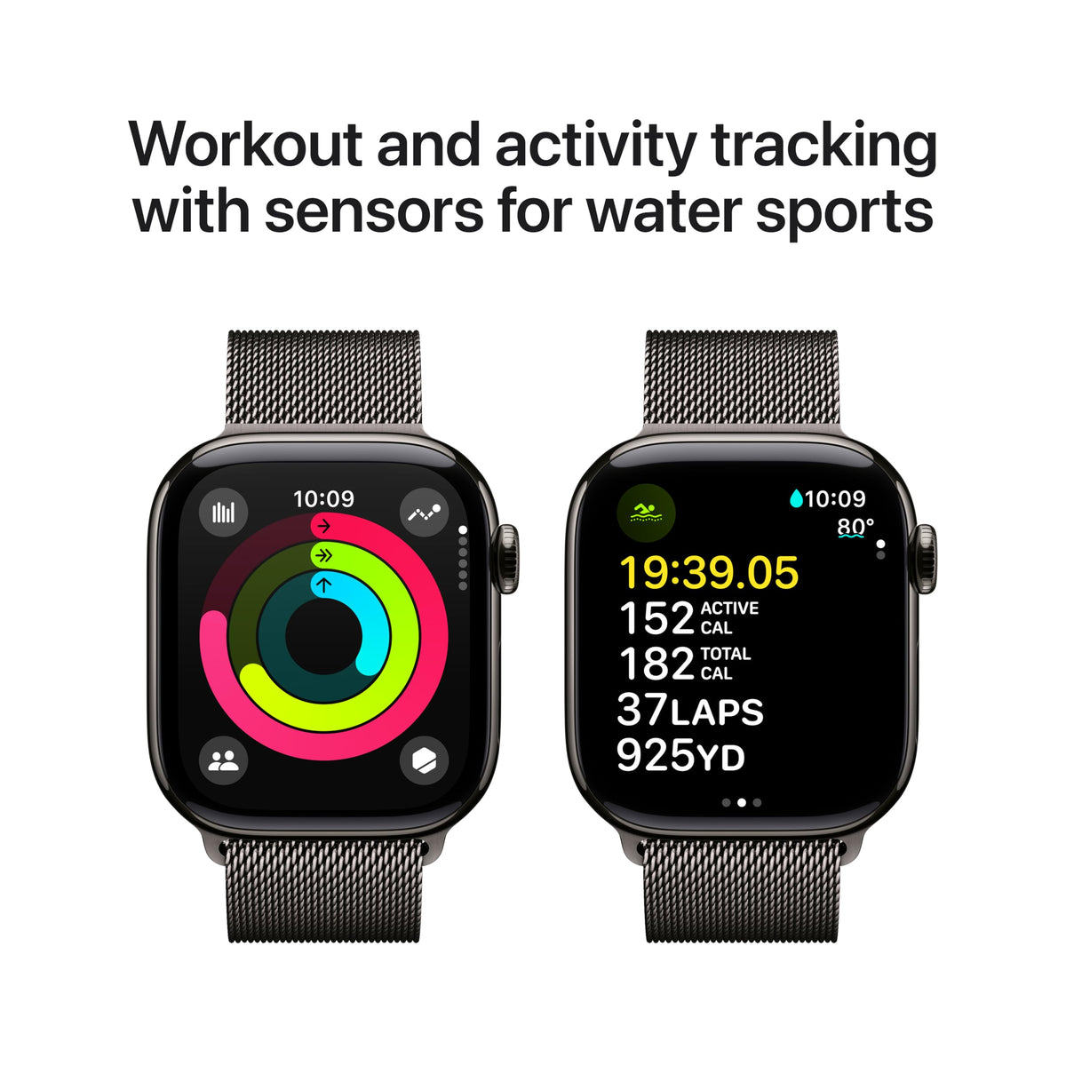 Apple Watch Series 10 [GPS 46mm case] Smartwatch with Jet Black Aluminum Case with Black Sport Band - M/L. Fitness Tracker, ECG App, Always-On Retina