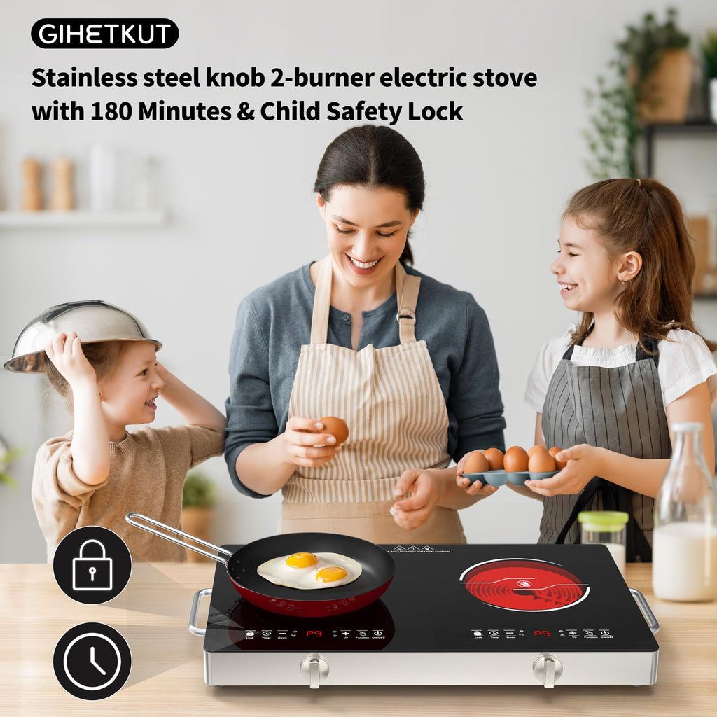 4 Burner Electric Cooktop,7200W Built-in & Countertop 4 Burner Electric Stove Top with 9 Power Levels, Child Safety Lock & 99mins Timer, 30 inch
