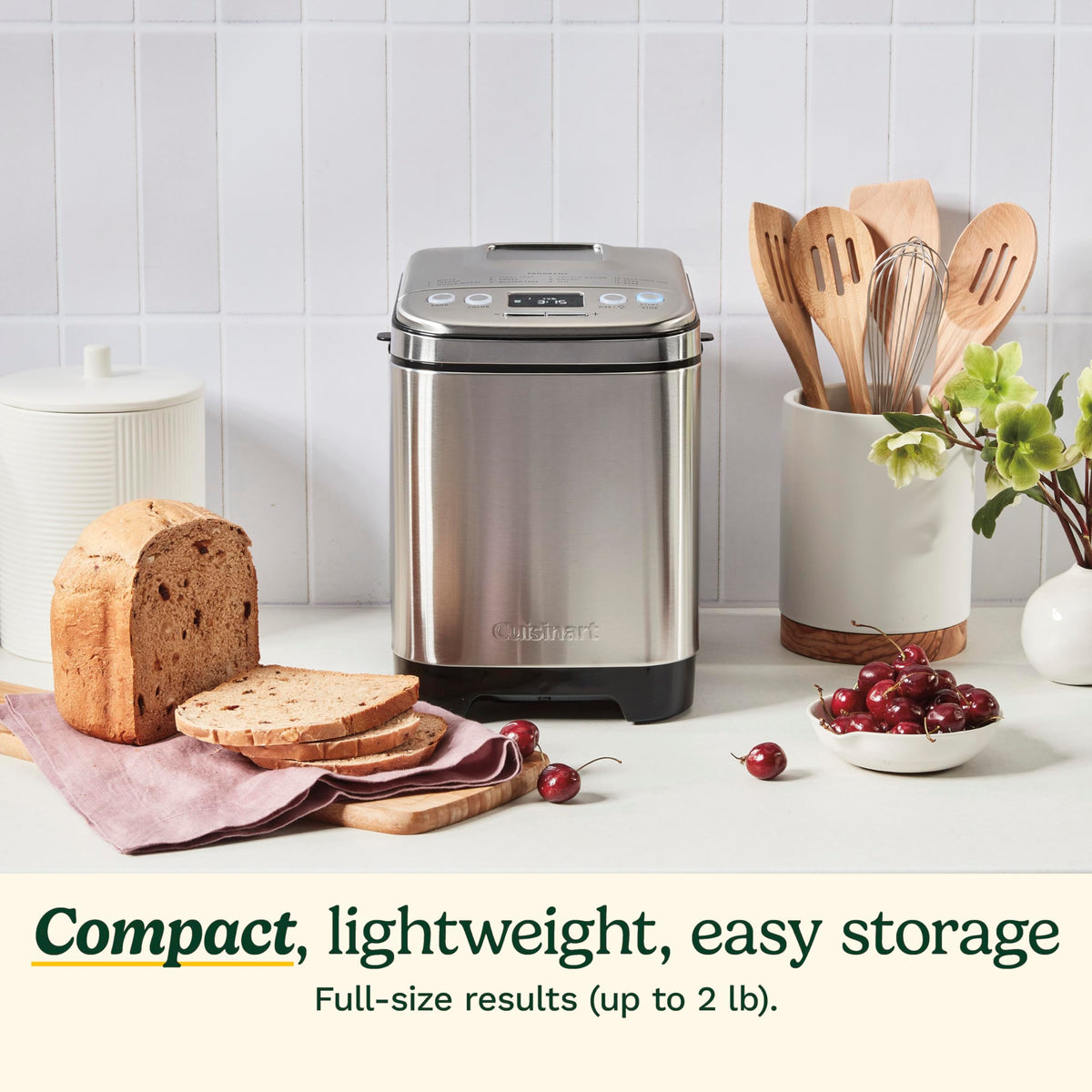 Cuisinart Bread Maker Machine, Stainless Steel Convection Bread Machine with 16 Menu Options, 3 Loaf Sizes Up to 2 Lb., 3 Crust Colors, Includes