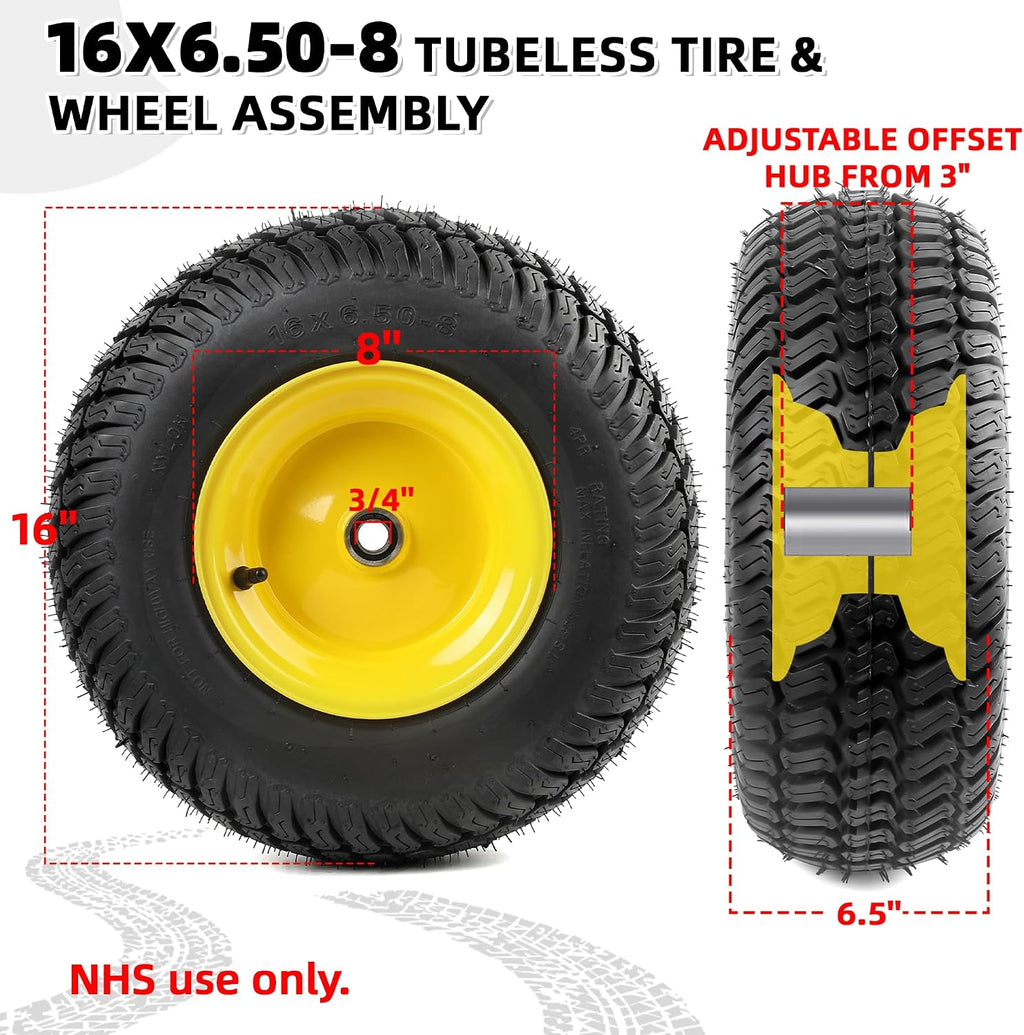 AR-PRO 2-Pack 16x6.50-8 Tubeless Tire and Wheel Assembly, 4-Ply