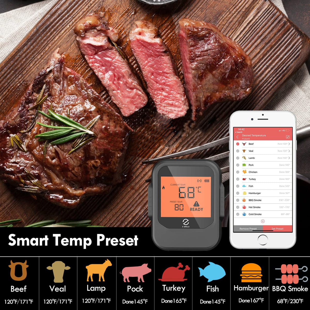 Z GRILLS 2025 Upgrade 8-in-1 Electric Wood Pellet Grill & Smoker with PID V3.0 Controller, LCD, 697 Sq In, Dual-Wall Insulation, Meat Probes, Easy