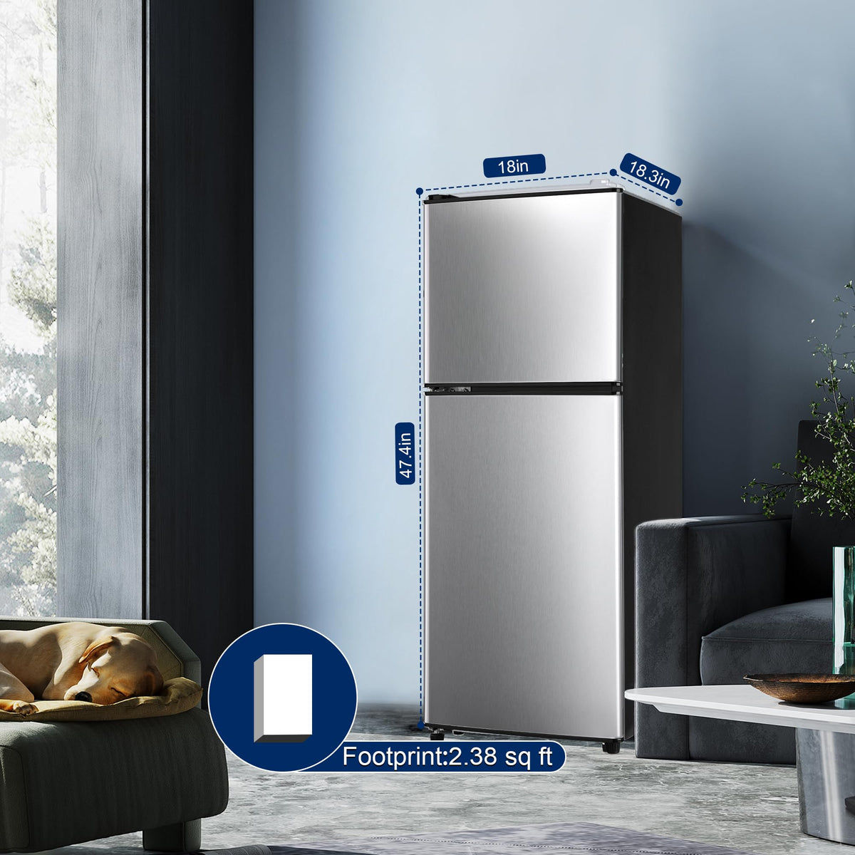 Mini Refrigerator with Freezer 4.0 Cu. Ft., Small Dorm Fridge with Freezer, Adjustable Thermostat Compact Fridge Freezers for Apartment, Dorm