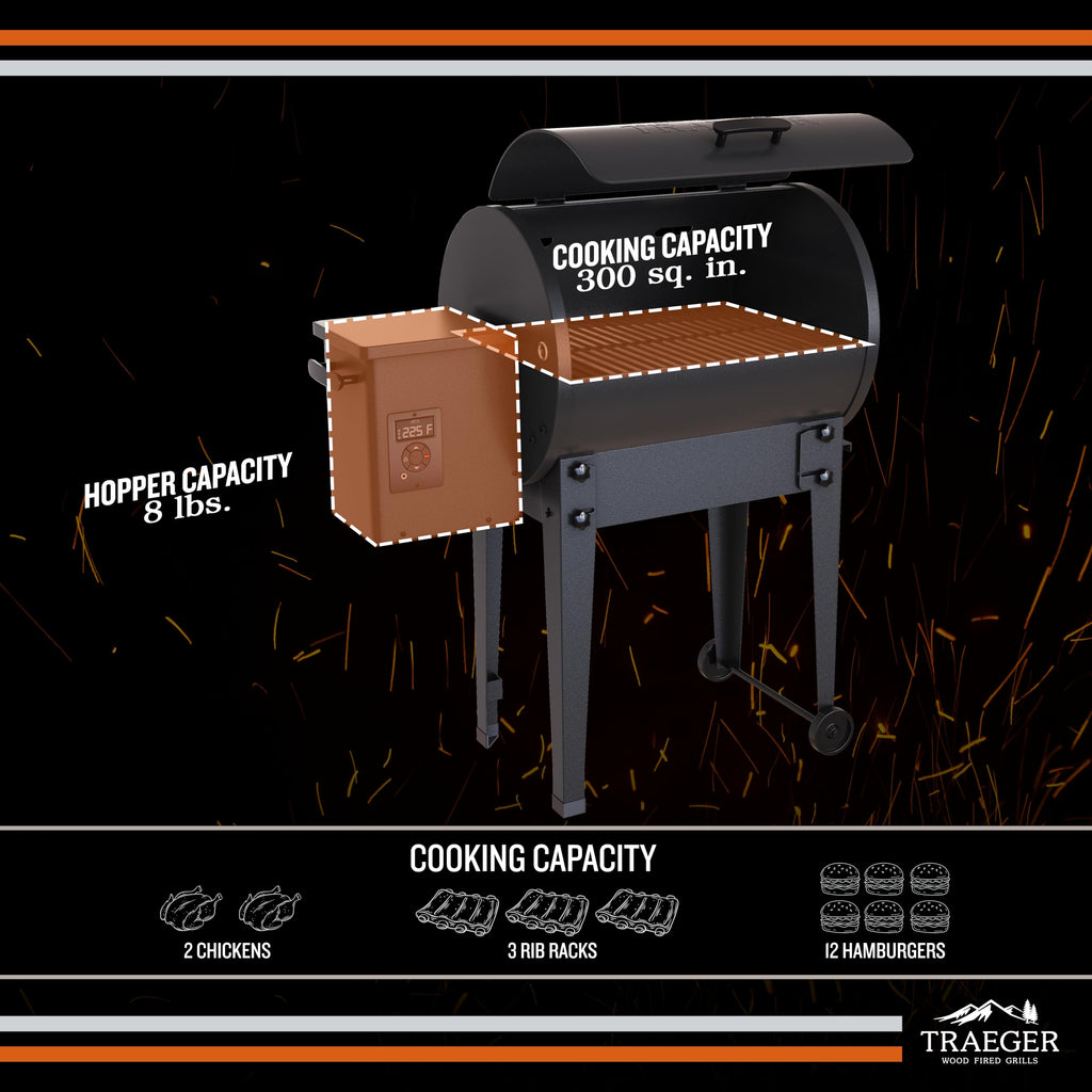 Traeger Grills TFB30KLF Tailgater 20 Portable Electric Wood Pellet Grill and Smoker C Foldable Legs, 6-in-1 Versatility, 300 sq. in. Cooking Space