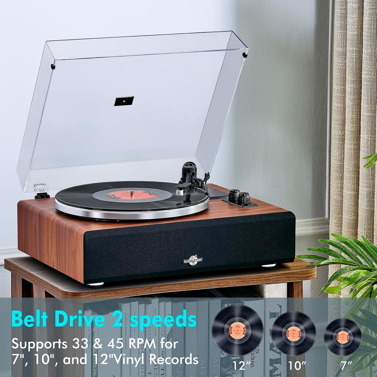 Vinyl Record Player with Speakers,High Fidelity Turntables for Vinyl Records with Magnetic Cartridge AT-3600L,Bluetooth Playback Built-in Phono