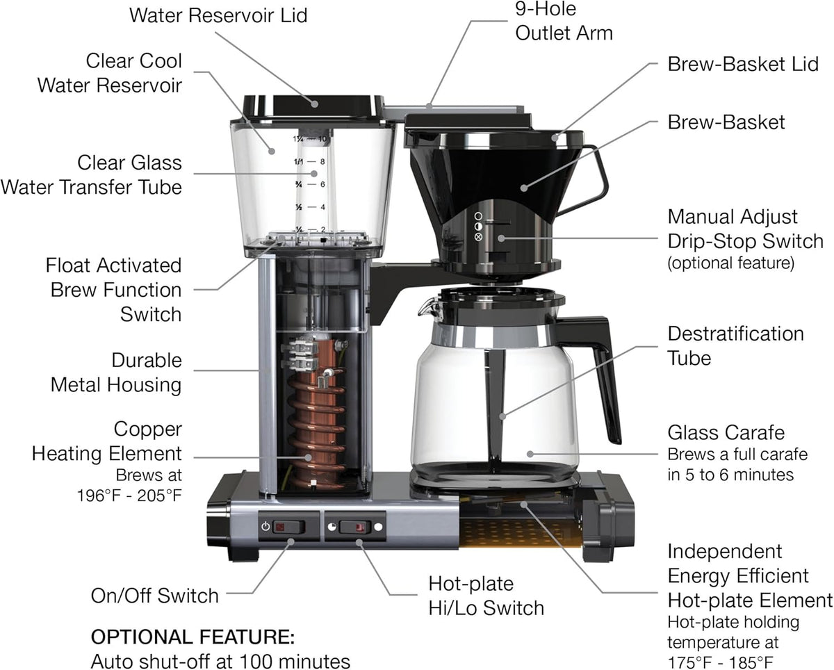 Technivorm 59691 KB Coffee Brewer, 40 oz, Brushed silver , 6.5"D x 12.75"W x 14"H