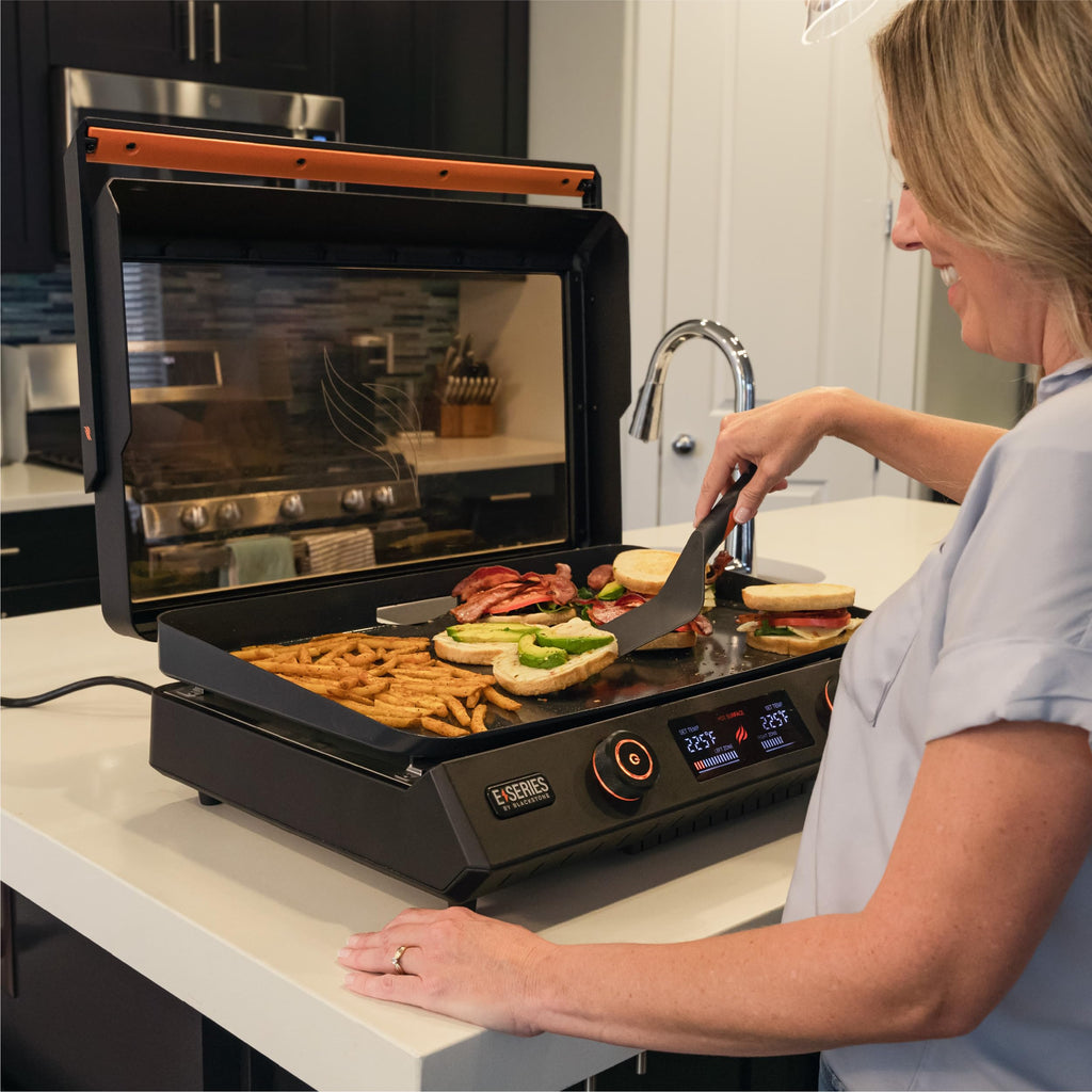 Blackstone 22-Inch Electric Griddle - 1600W Non Stick Ceramic Titanium Coated Stainless Steel Tabletop Griddle with EZ-Touch Control Dial, LCD
