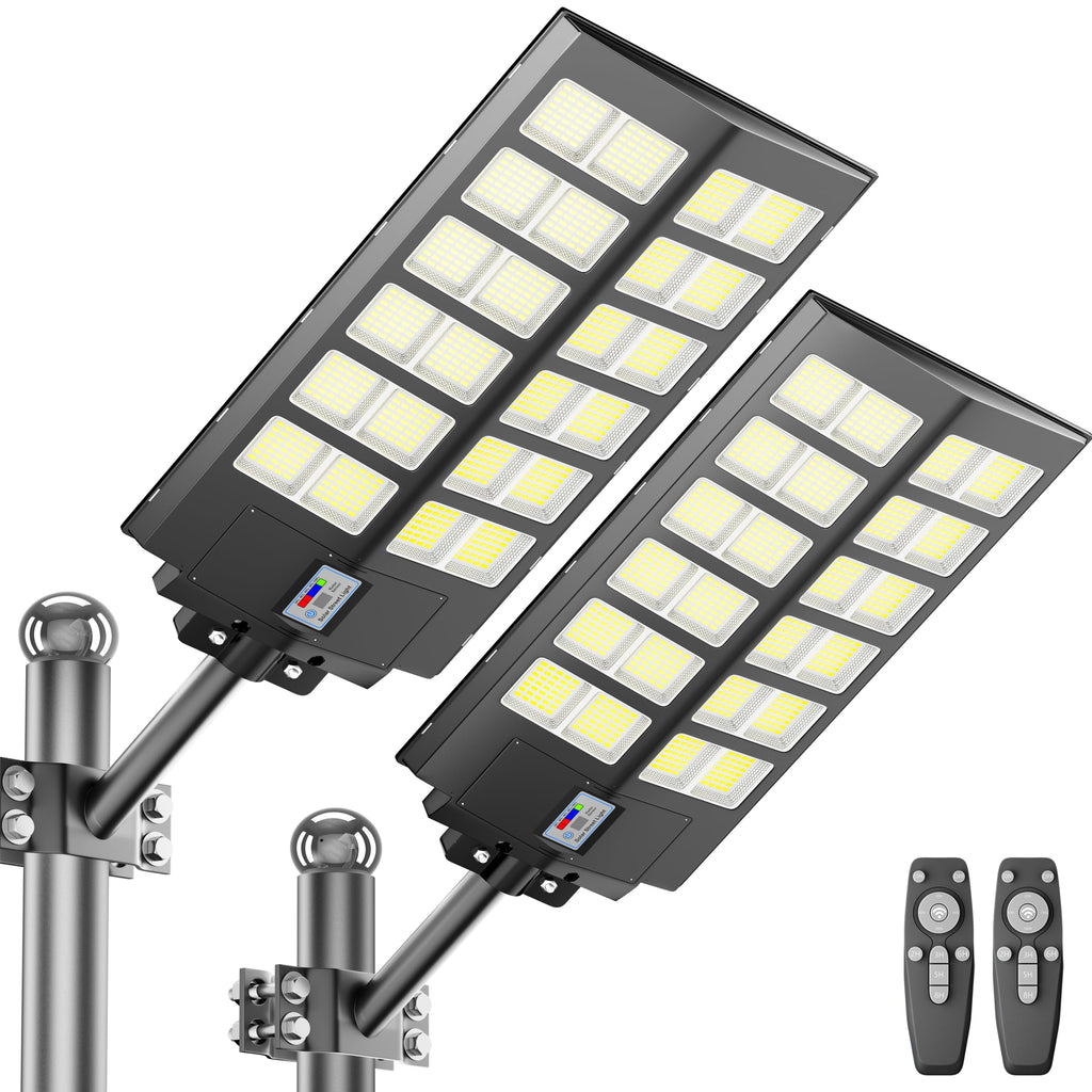 Solar Street Lights Outdoor Waterproof Dusk to Dawn, Large 9000W Outdoor Floodlight LED Motion Sensor, 7000K Wide Angle Parking Lot Flood Lamp Remote