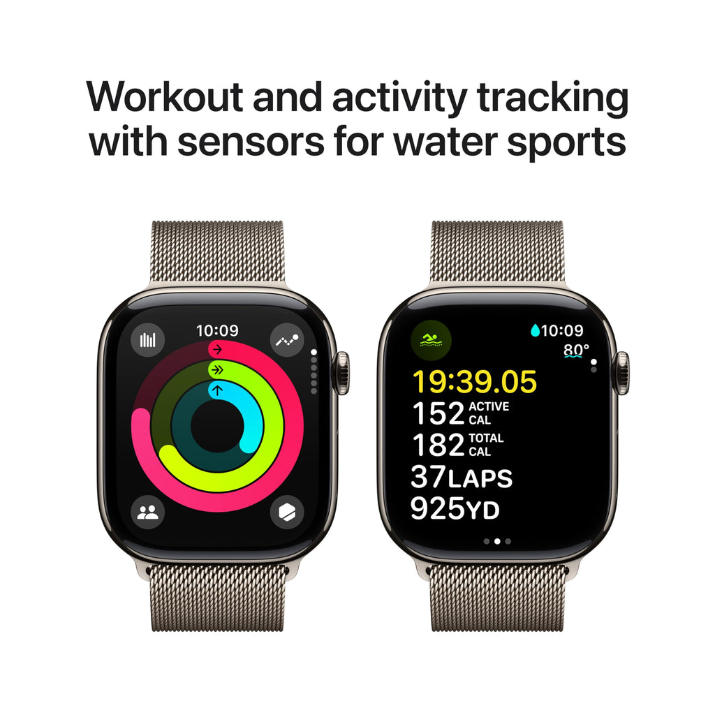 Apple Watch Series 10 [GPS 46mm case] Smartwatch with Jet Black Aluminum Case with Black Sport Band - M/L. Fitness Tracker, ECG App, Always-On Retina