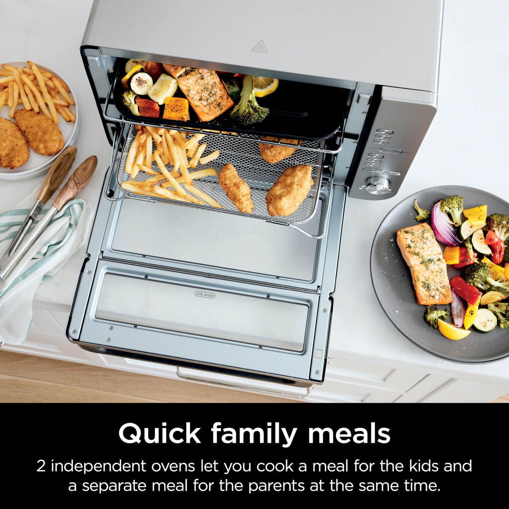Ninja Air Fryer & Toaster Oven | Double Stack XL | Countertop Oven | 12-in-1 Fits 4.5lb Chicken & 6lbs of Wings | SmartFinish Cook 2 Different Meals