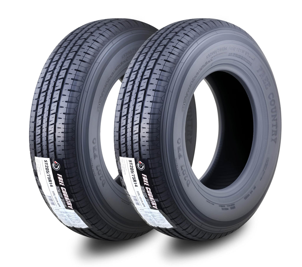 Free Country ST205/75R15 Prem Trailer Tires 8PR LR D 107N w/Scuff Guard, S2