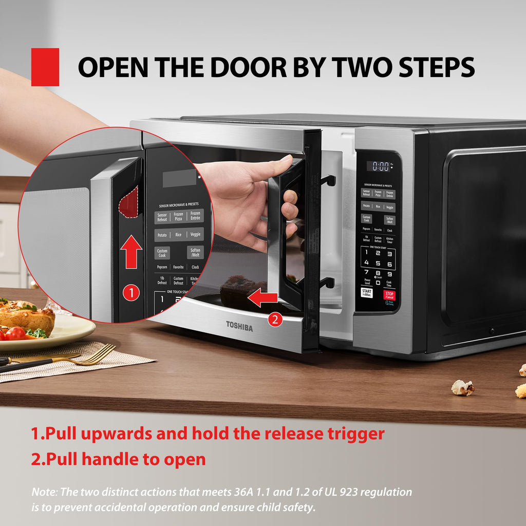 TOSHIBA Air Fryer Combo 8-in-1 Countertop Microwave Oven, with Convection, Broil, Odor Removal Mode, 12.4" Position Memory Turntable, Child-Lock, 1.0