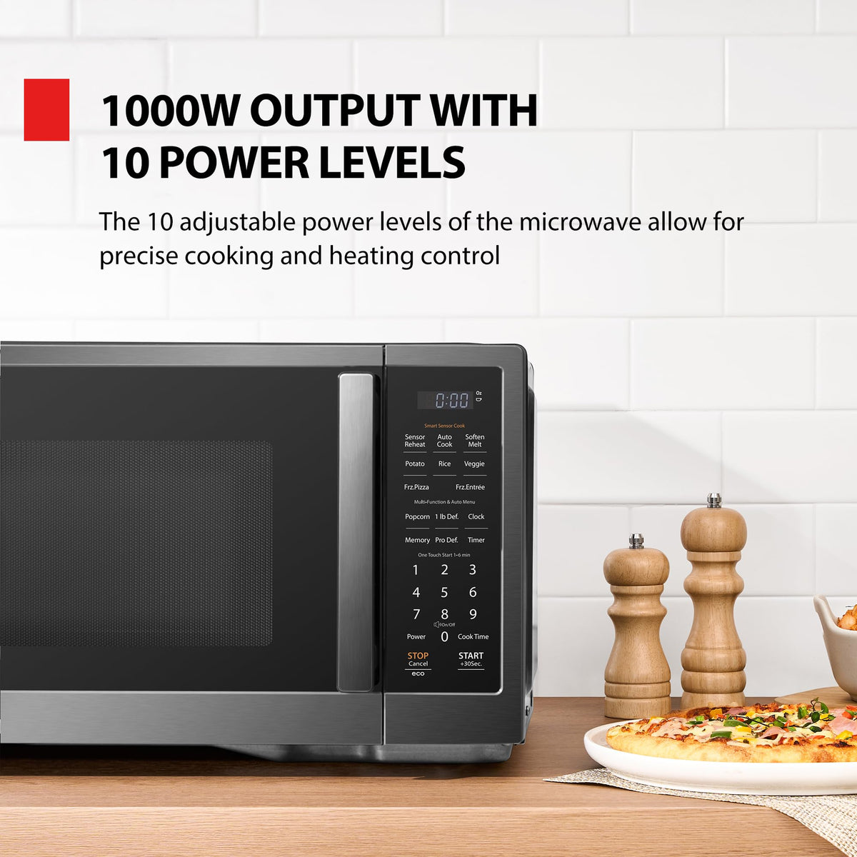 TOSHIBA ML4-EM22PAIT(SS) Countertop Microwave Oven with Sensor Cook, 6 Auto Menus, Origin Inverter, Child Lock, 2.2 Cu Ft for Large Family, 16.5 Inch