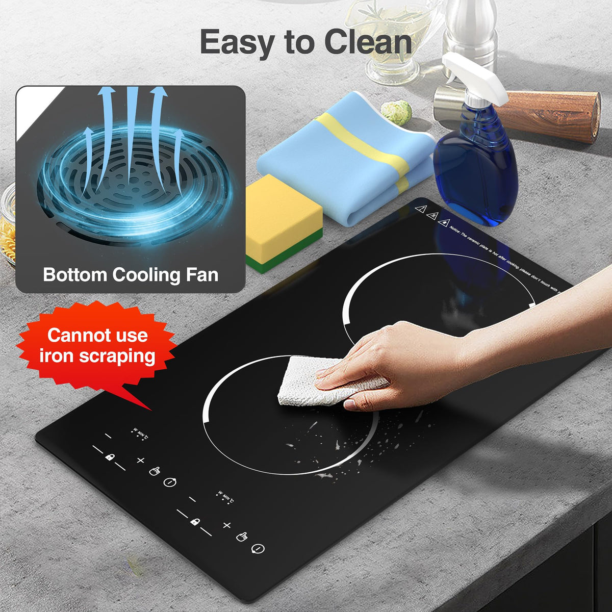 4 Burner Electric Cooktop,7200W Built-in & Countertop 4 Burner Electric Stove Top with 9 Power Levels, Child Safety Lock & 99mins Timer, 30 inch