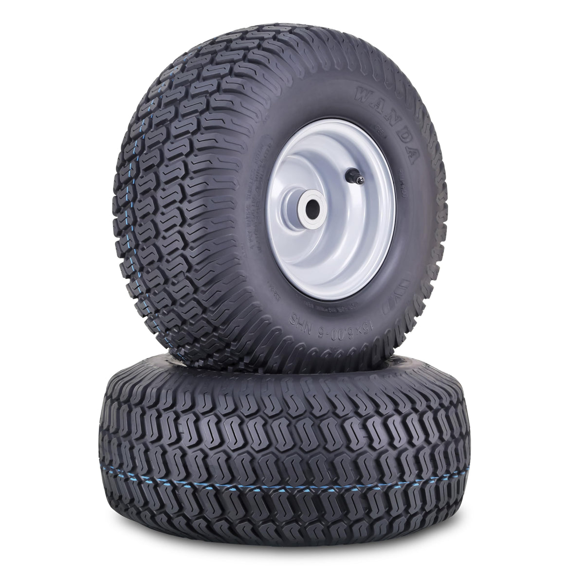 WANDA Lawn Mower Tire Wheel 18X8.5-8 4PR w/4X4" PCD Silver Rim-13028, Set 2