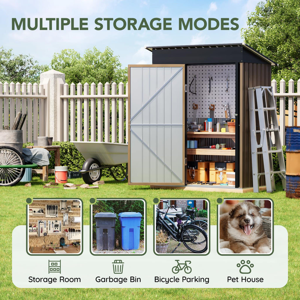 10x10 FT Outdoor Metal Storage Shed, Double Swing Doors, 2 Clear Windows,Tool Shed for Garden, Patio, Backyard Nightblue