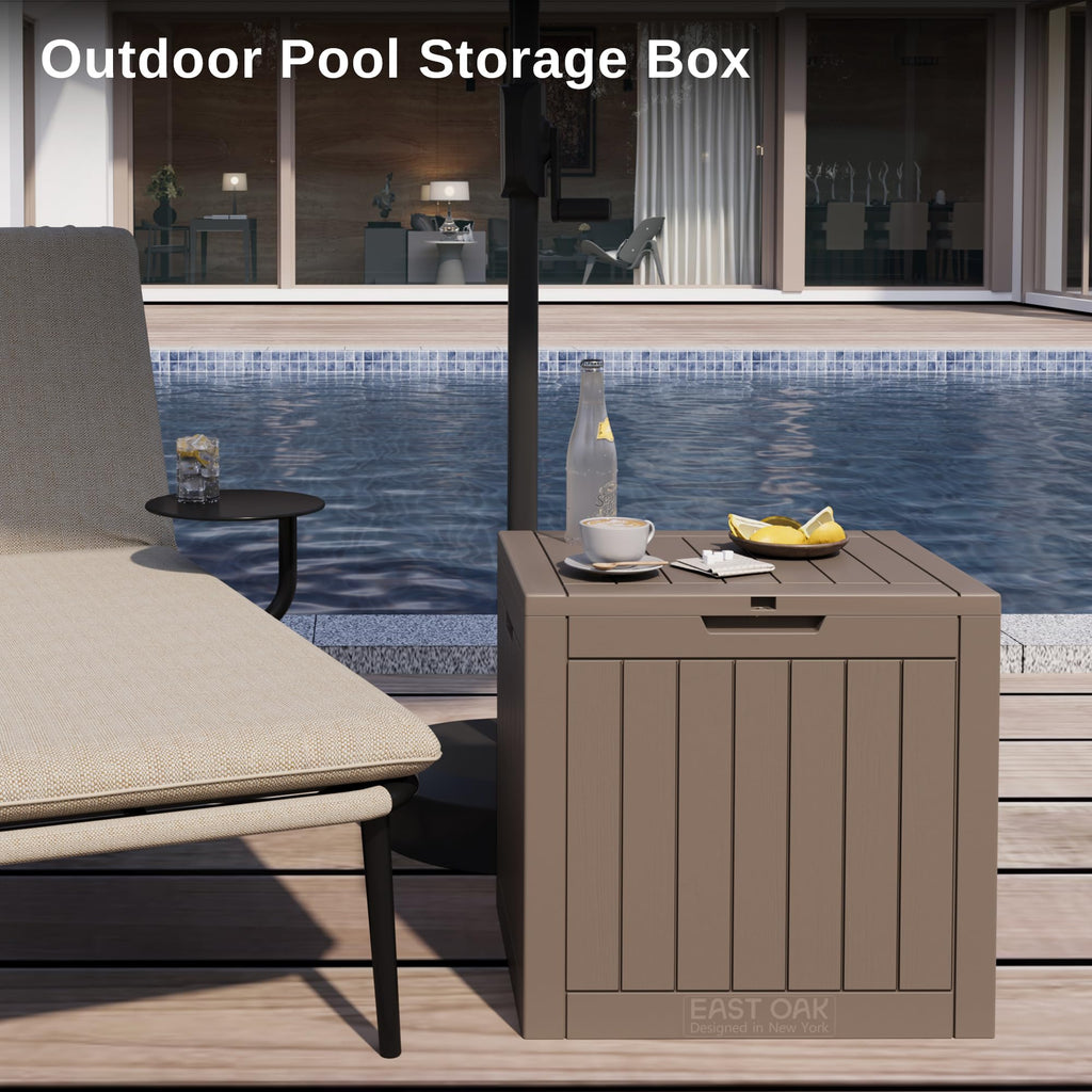 EAST OAK Outdoor Storage Box, 120 Gallon Deck Box with Stainless Steel Rods Large Resin Storage Bin for Patio Cushions, Garden Tools, Waterproof and
