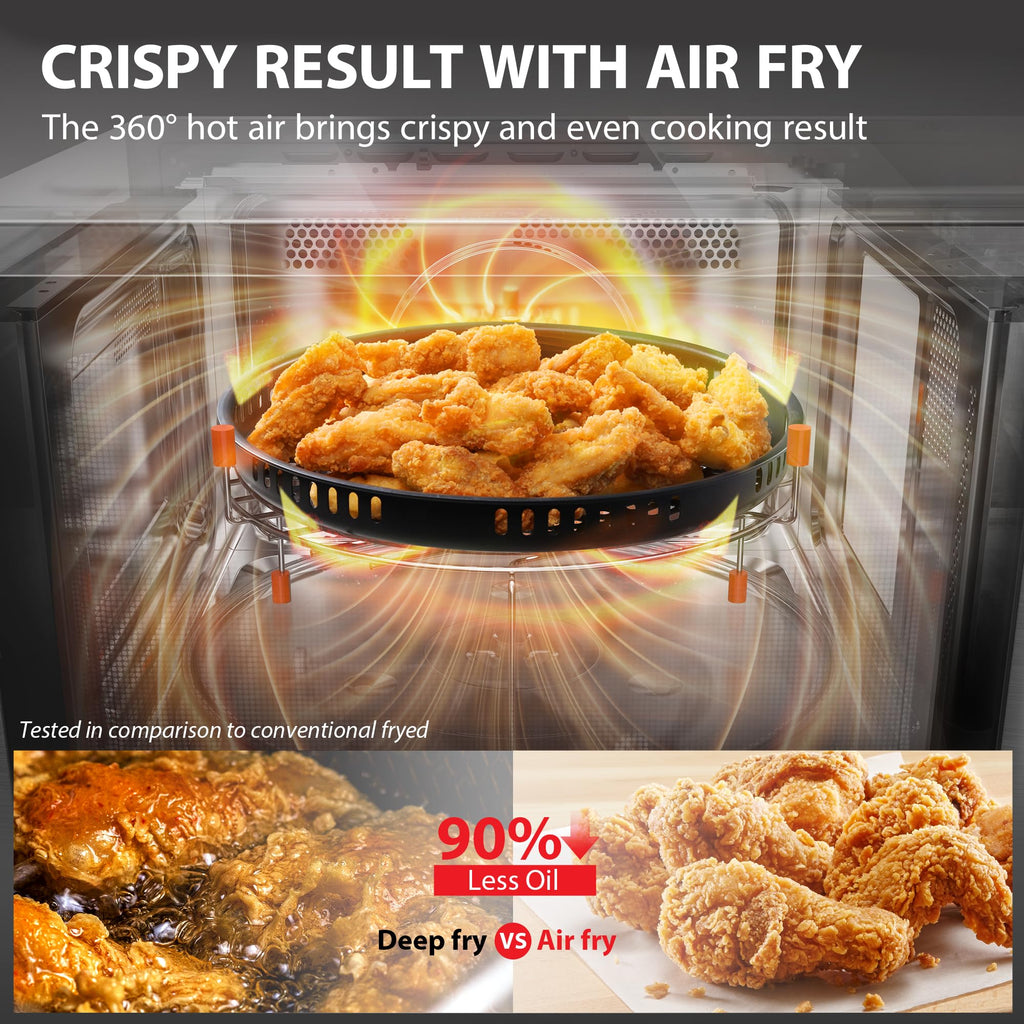 TOSHIBA Air Fryer Combo 8-in-1 Countertop Microwave Oven, with Convection, Broil, Odor Removal Mode, 12.4" Position Memory Turntable, Child-Lock, 1.0