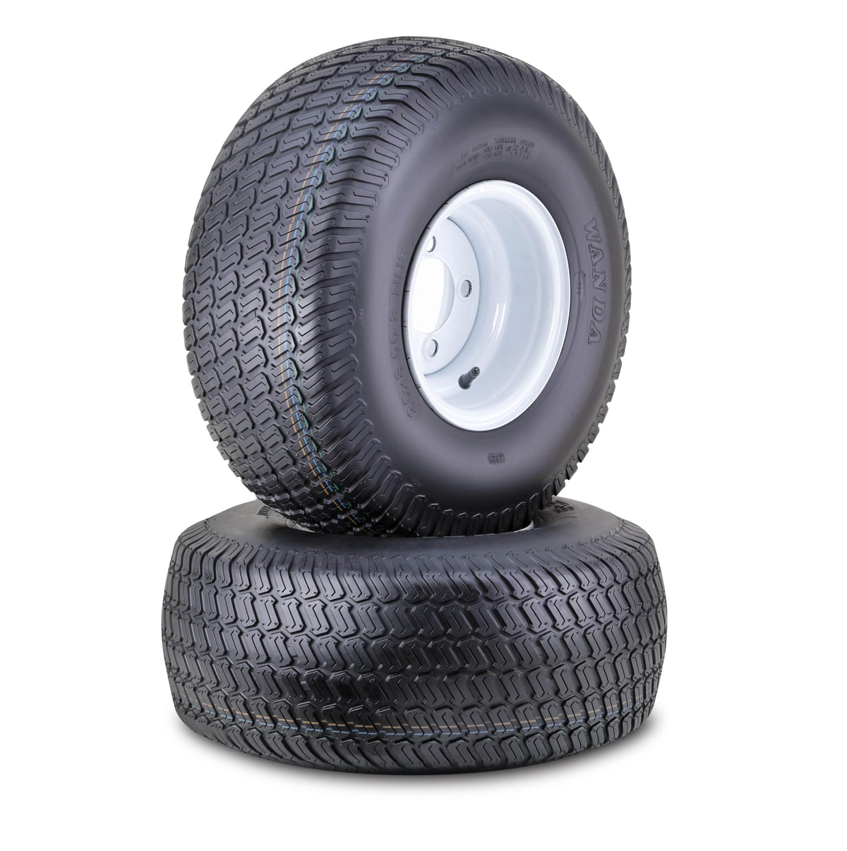 WANDA Lawn Mower Tractor Tire Wheel 18X7.5-8 4PR w/ 4X4" PCD White Rim,SET2