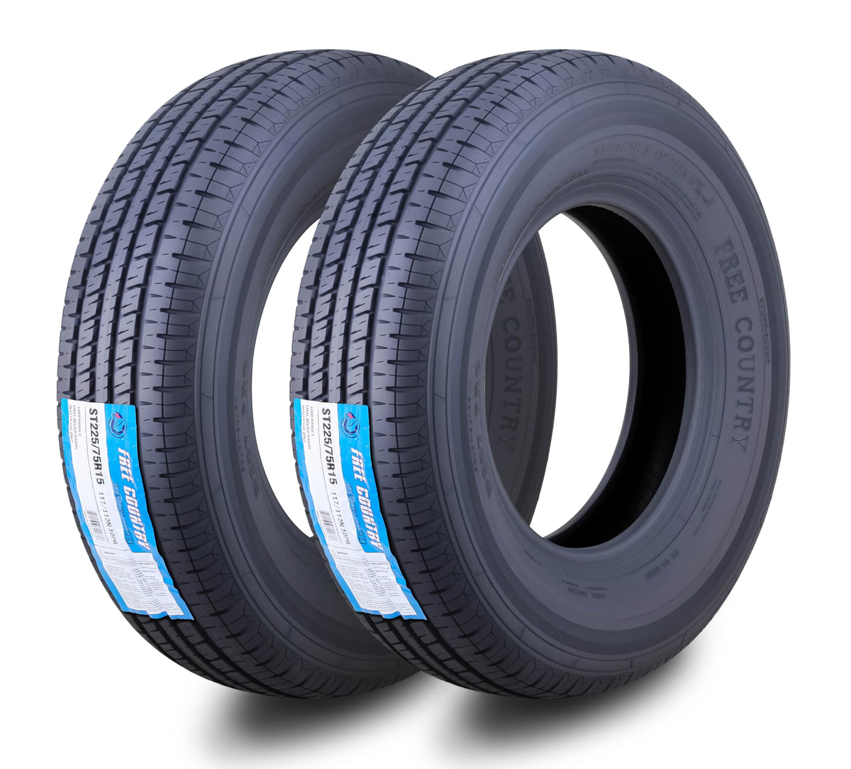 Free Country ST205/75R15 Prem Trailer Tires 8PR LR D 107N w/Scuff Guard, S2