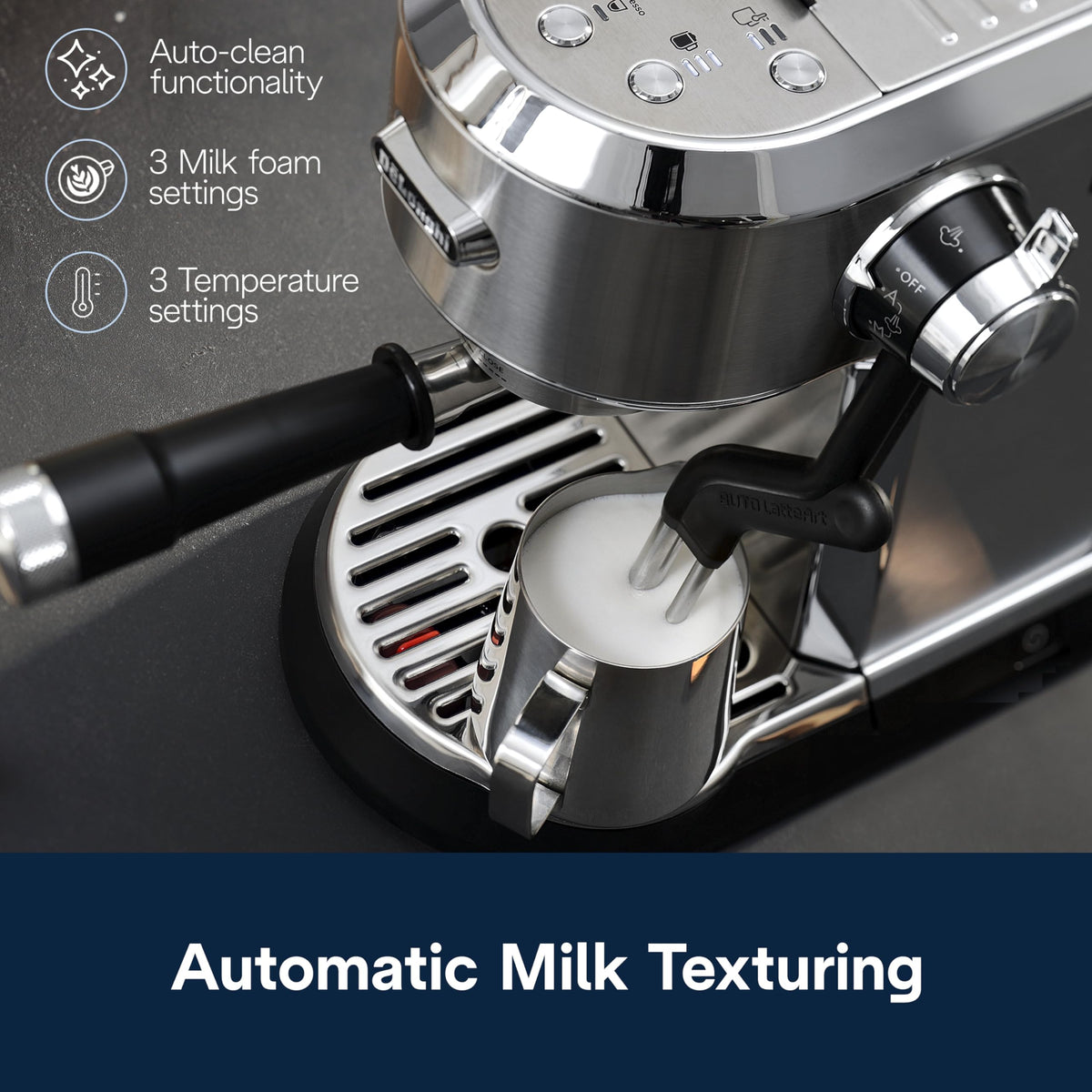 De'Longhi Dedica Maestro Plus Espresso Machine, Automatic Steam Wand, 3 Coffee Temp & Milk Foam Settings, 54oz Removable Tank, Easy-to-Clean