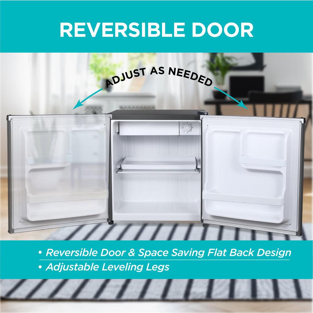 BLACK+DECKER 1.7 Cu. Ft. Compact Refrigerator, ENERGY STAR Certified, Single Door Mini Fridge with Chiller Compartment, Personal Fridge for Home or