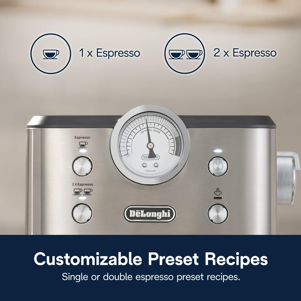 De'Longhi Dedica Maestro Plus Espresso Machine, Automatic Steam Wand, 3 Coffee Temp & Milk Foam Settings, 54oz Removable Tank, Easy-to-Clean