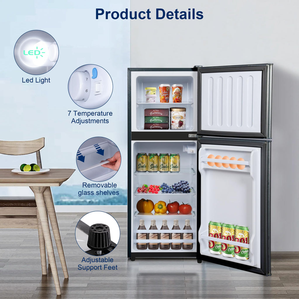 Mini Refrigerator with Freezer 4.0 Cu. Ft., Small Dorm Fridge with Freezer, Adjustable Thermostat Compact Fridge Freezers for Apartment, Dorm