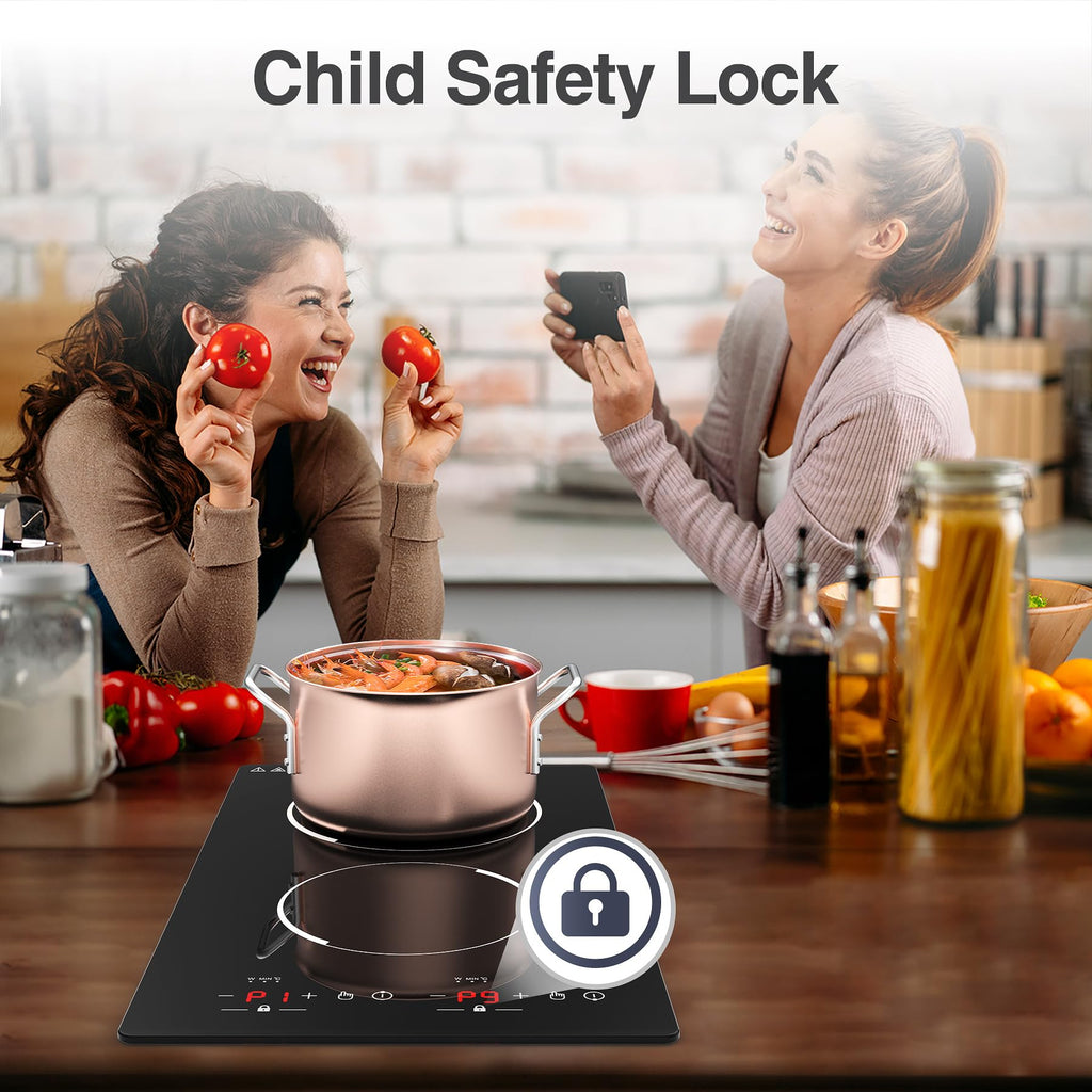 4 Burner Electric Cooktop,7200W Built-in & Countertop 4 Burner Electric Stove Top with 9 Power Levels, Child Safety Lock & 99mins Timer, 30 inch