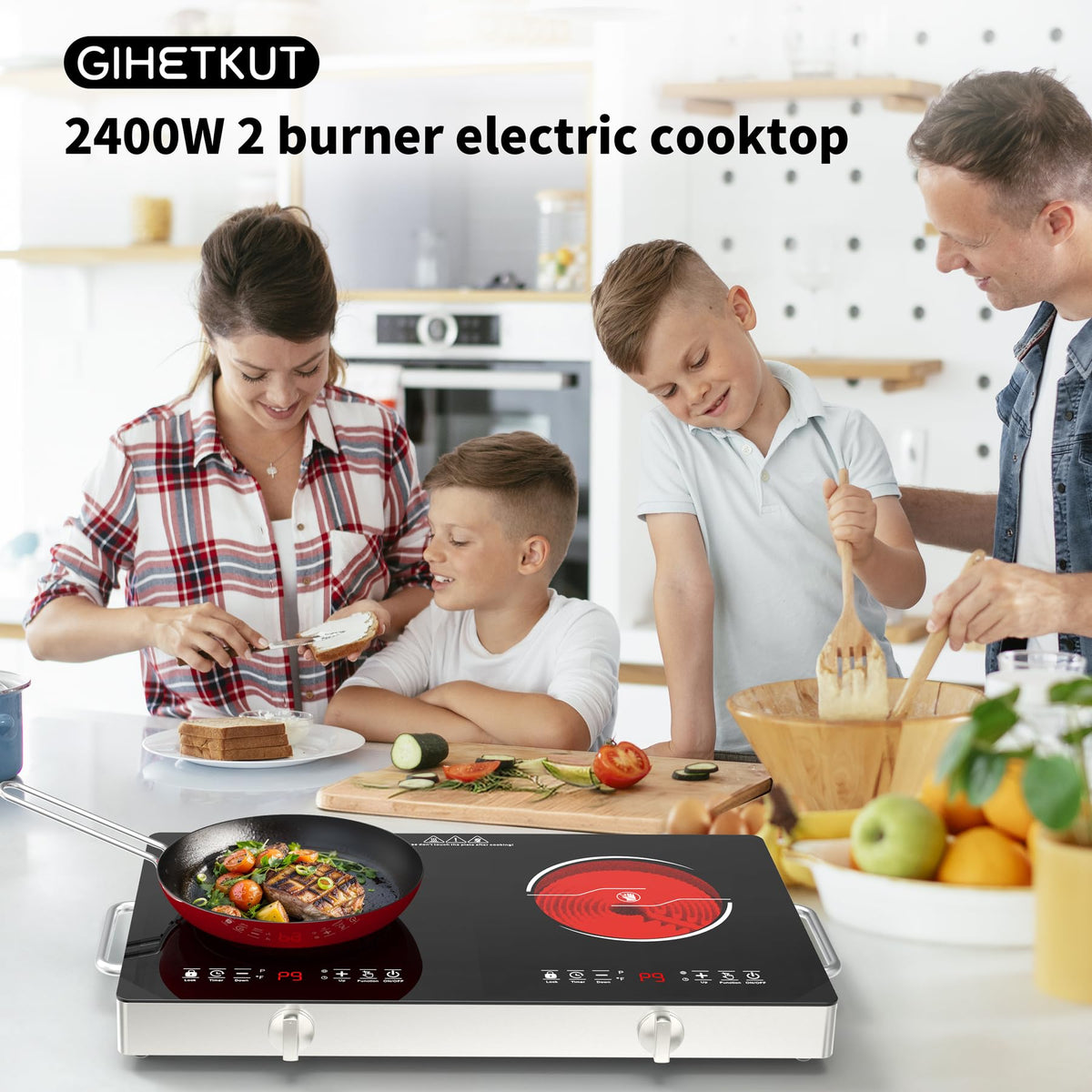 4 Burner Electric Cooktop,7200W Built-in & Countertop 4 Burner Electric Stove Top with 9 Power Levels, Child Safety Lock & 99mins Timer, 30 inch