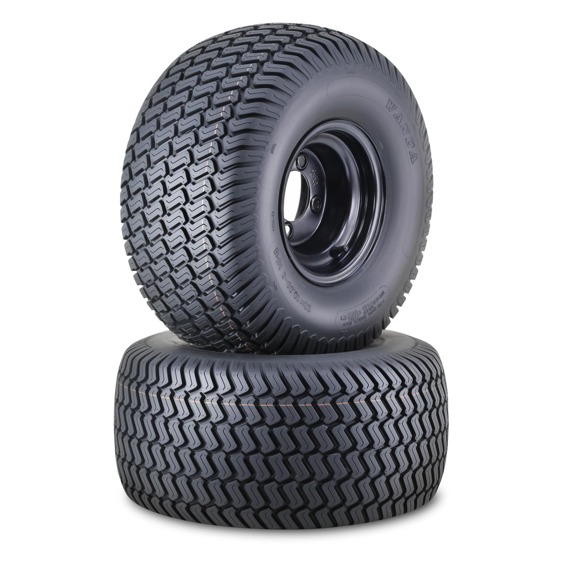 WANDA Lawn Mower Tractor Tire Wheel 18X7.5-8 4PR w/ 4X4" PCD White Rim,SET2