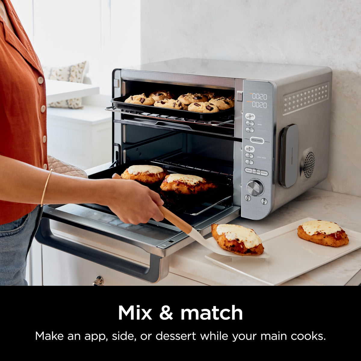 Ninja Air Fryer & Toaster Oven | Double Stack XL | Countertop Oven | 12-in-1 Fits 4.5lb Chicken & 6lbs of Wings | SmartFinish Cook 2 Different Meals
