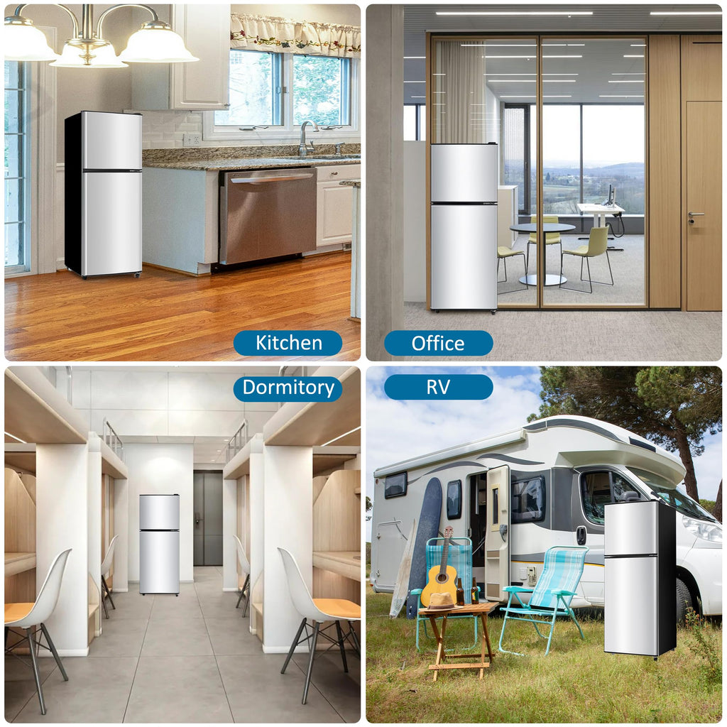 3.3 Cu. Ft. Mini Fridge with Freezer, Compact Refrigerator with Adjustable 7-Level Thermostat, Dorm Fridge for Kichen, RV, Office, Apartment, Black