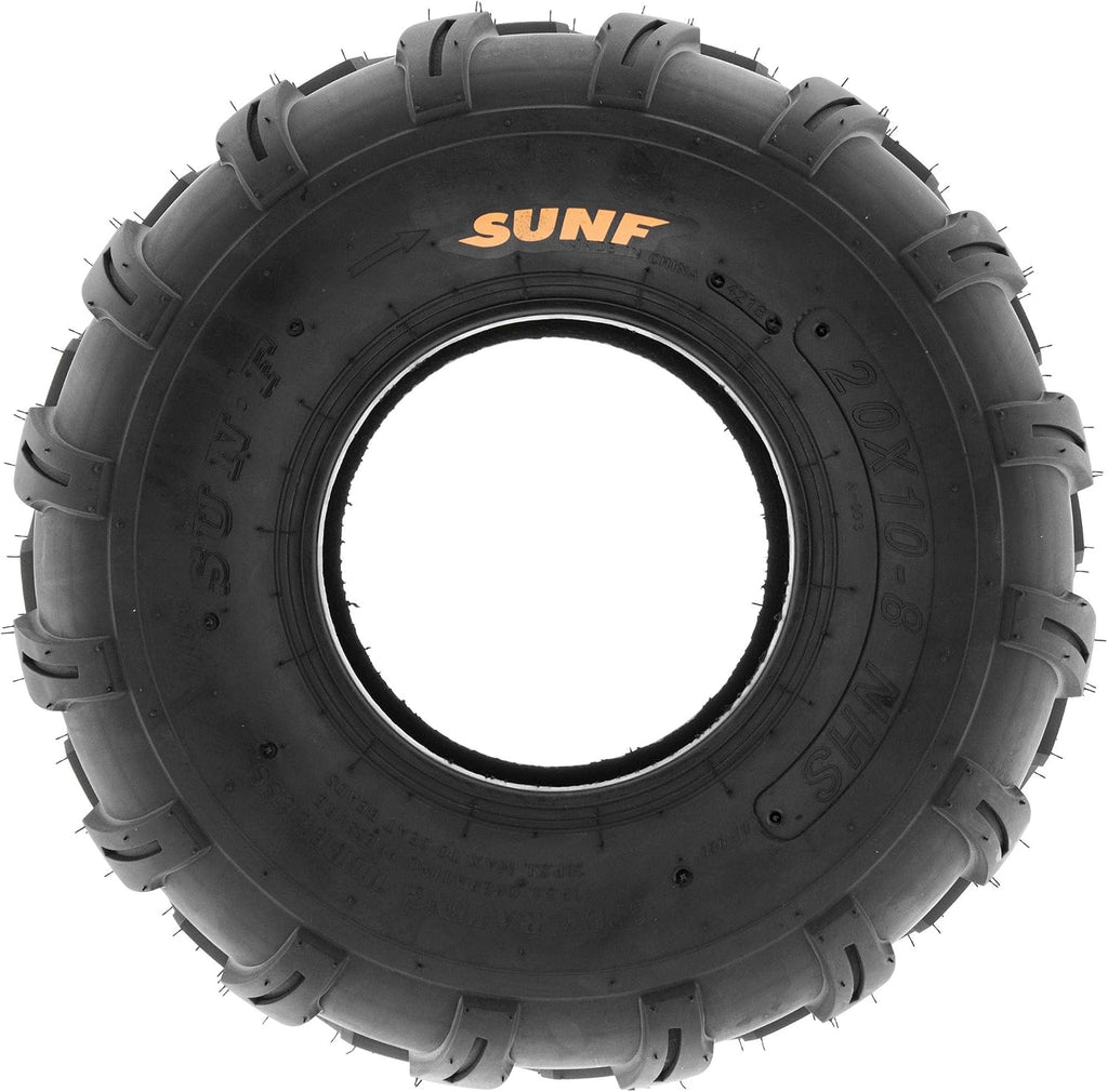 SunF Set of 2 ATV Tires 20x10.00-8, 20x10x8 Lawn Mower Off-Road Tires 6 Ply Directional Knobby Tread-A003