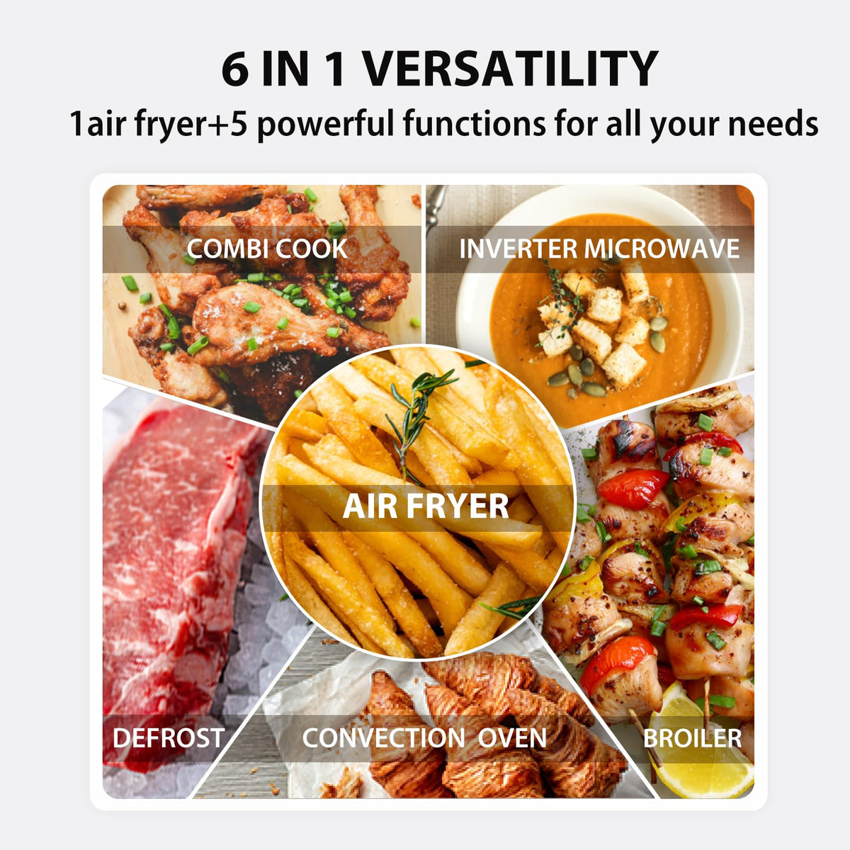TOSHIBA 6-in-1 Inverter Countertop Microwave Oven Healthy Air Fryer Combo, MASTER Series, Air Fryer, Broil, Convection, Speedy Combi, Even Defrost