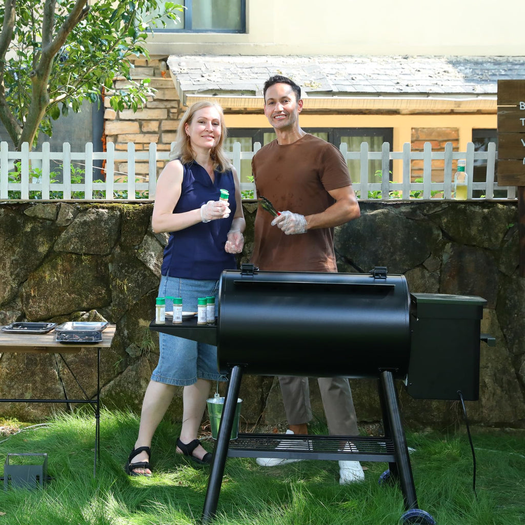 Pellet Smoker Grill Combo, 456 SQ.IN Cooking Area with PID Temperature Control (180-450F) Electric BBQ Meat Grills & Smokers, Patio Backyard for
