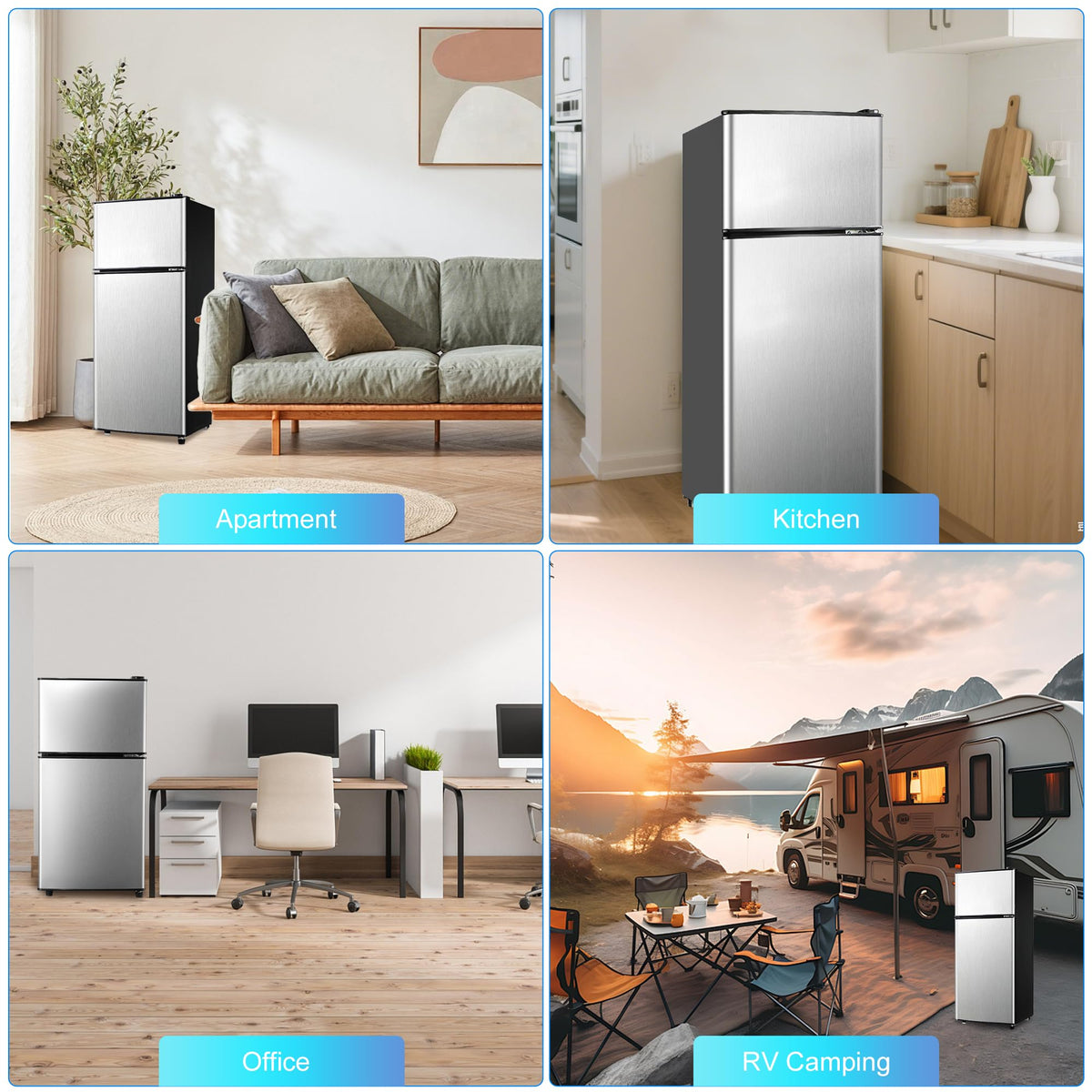 3.3 Cu. Ft. Mini Fridge with Freezer, Compact Refrigerator with Adjustable 7-Level Thermostat, Dorm Fridge for Kichen, RV, Office, Apartment, Black