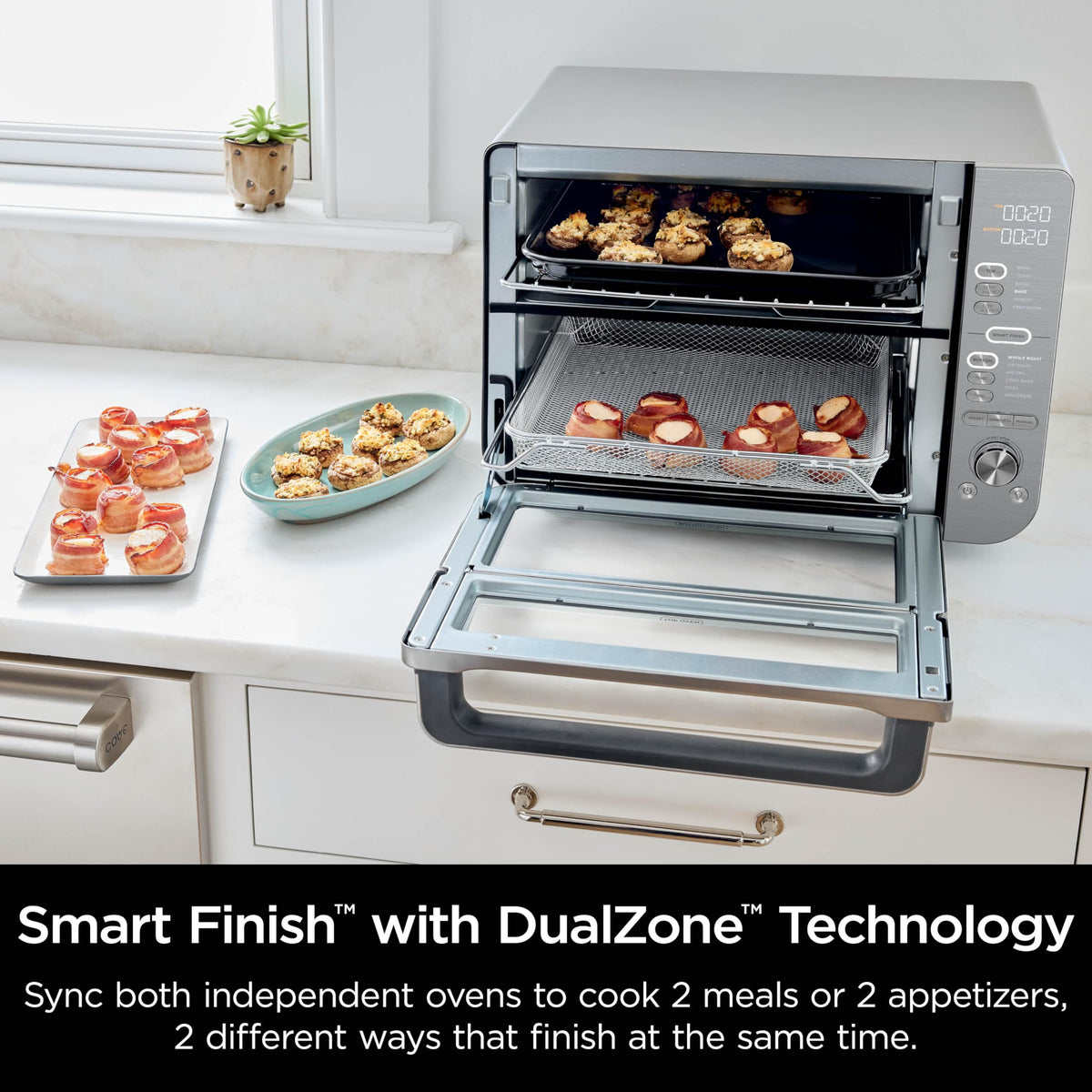 Ninja Air Fryer & Toaster Oven | Double Stack XL | Countertop Oven | 12-in-1 Fits 4.5lb Chicken & 6lbs of Wings | SmartFinish Cook 2 Different Meals