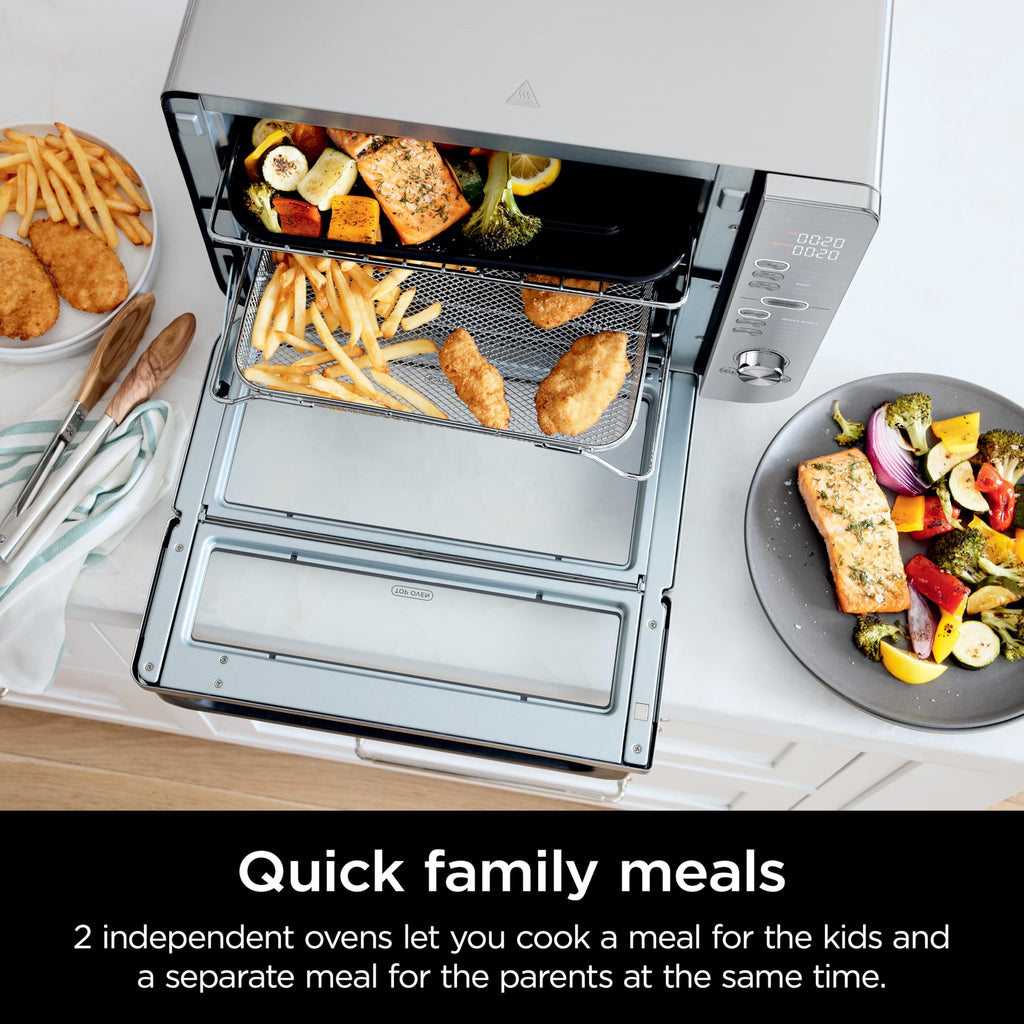 Ninja Air Fryer & Toaster Oven | Double Stack XL | Countertop Oven | 12-in-1 Fits 4.5lb Chicken & 6lbs of Wings | SmartFinish Cook 2 Different Meals