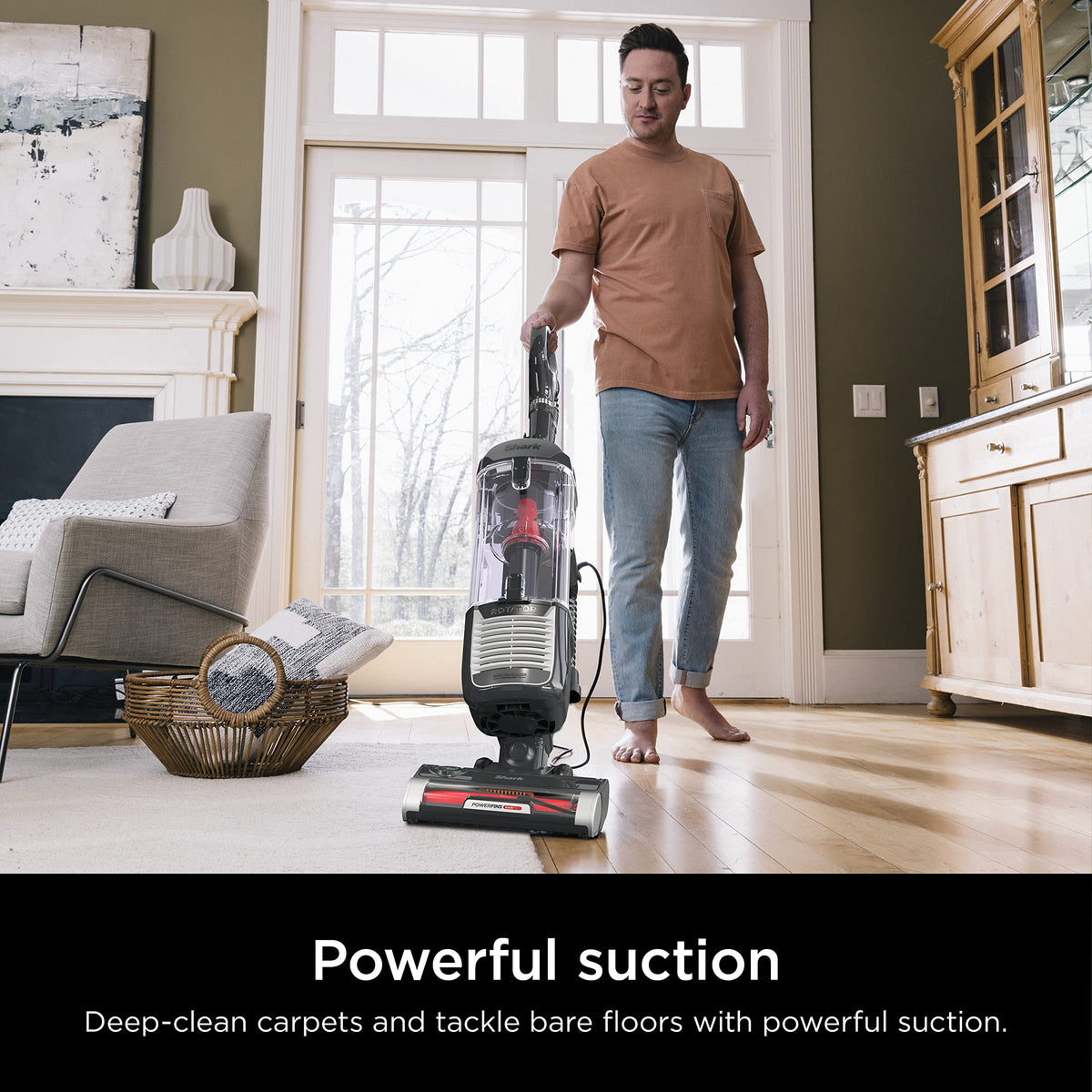 Shark NV501 Rotator Professional Lift-Away Upright Vacuum with HEPA Filter, Swivel Steering, LED Headlights, Wide Upholstery Tool, Dusting Brush &