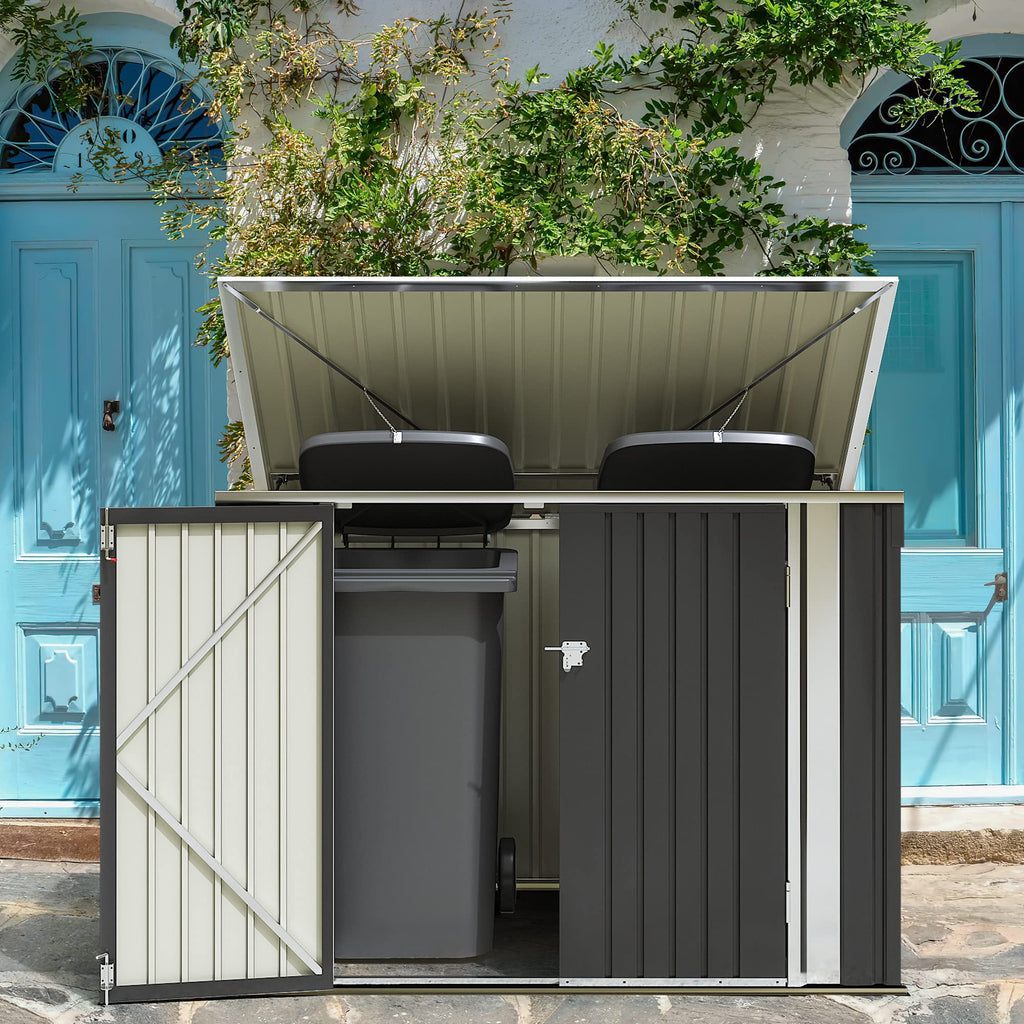 Greesum Outdoor Storage Shed 6 x 8 ft. Utility Tool Shed Metal Storage Garden Shed with Door & Lock for Patio Storage, Brown