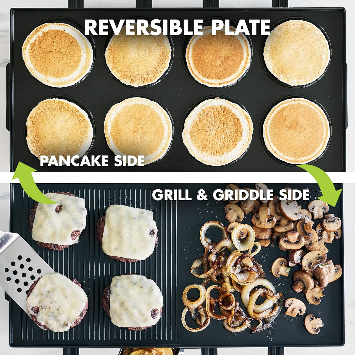 GreenPan Electrics Healthy Ceramic Nonstick, 3-in-1 Reversible Grill, Griddle & Raclette, PFAS-Free, Serves up to 8 People for Parties &Family Fun