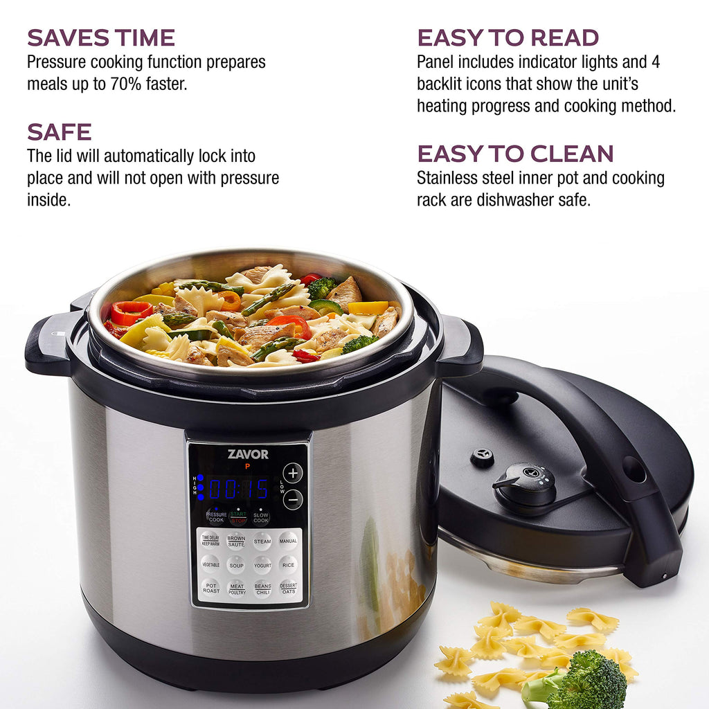 Zavor LUX LCD 6 Quart Multi-cooker with America's Test Kitchen Multicooker Perfection Cookbook, Stainless Steel