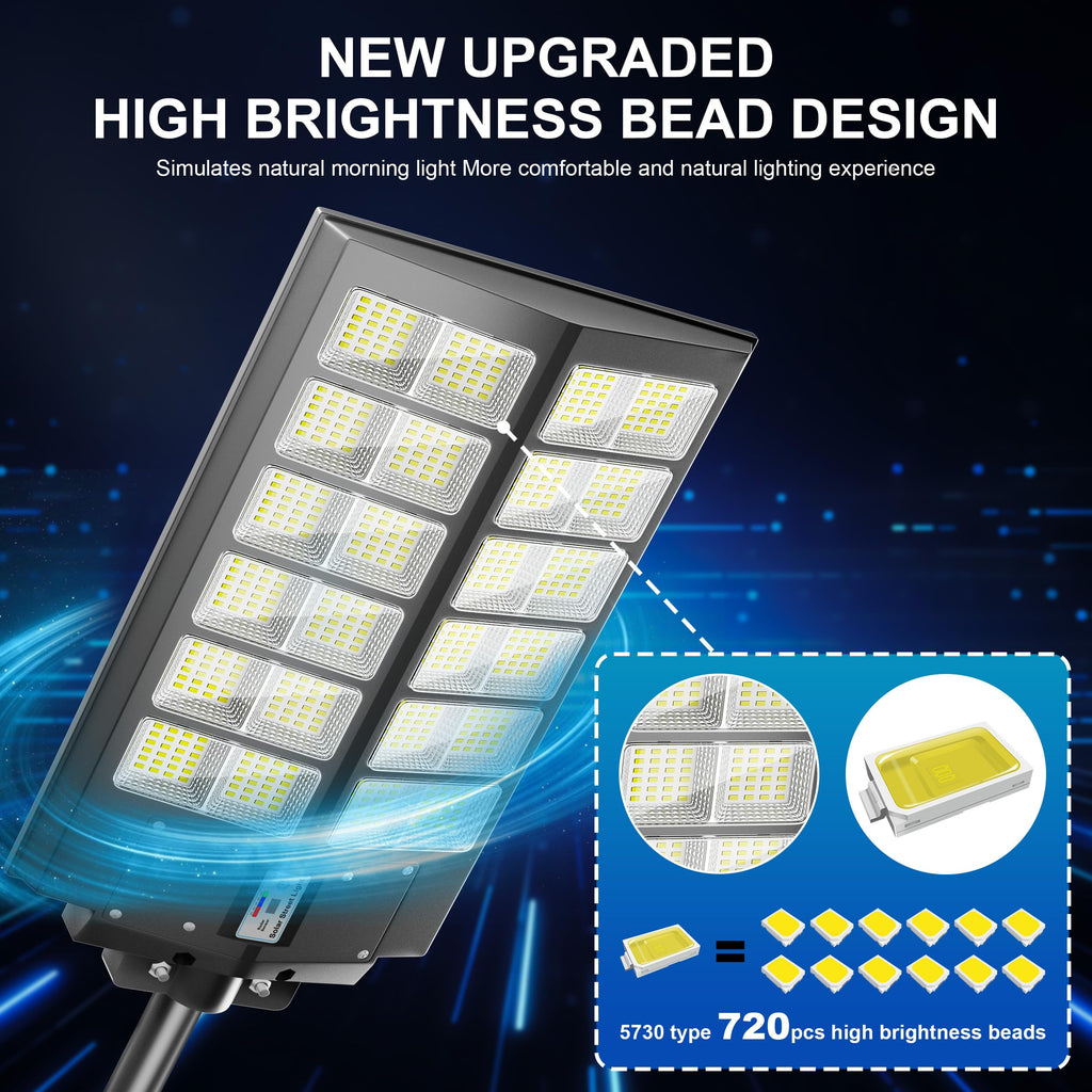 Solar Street Lights Outdoor Waterproof Dusk to Dawn, Large 9000W Outdoor Floodlight LED Motion Sensor, 7000K Wide Angle Parking Lot Flood Lamp Remote