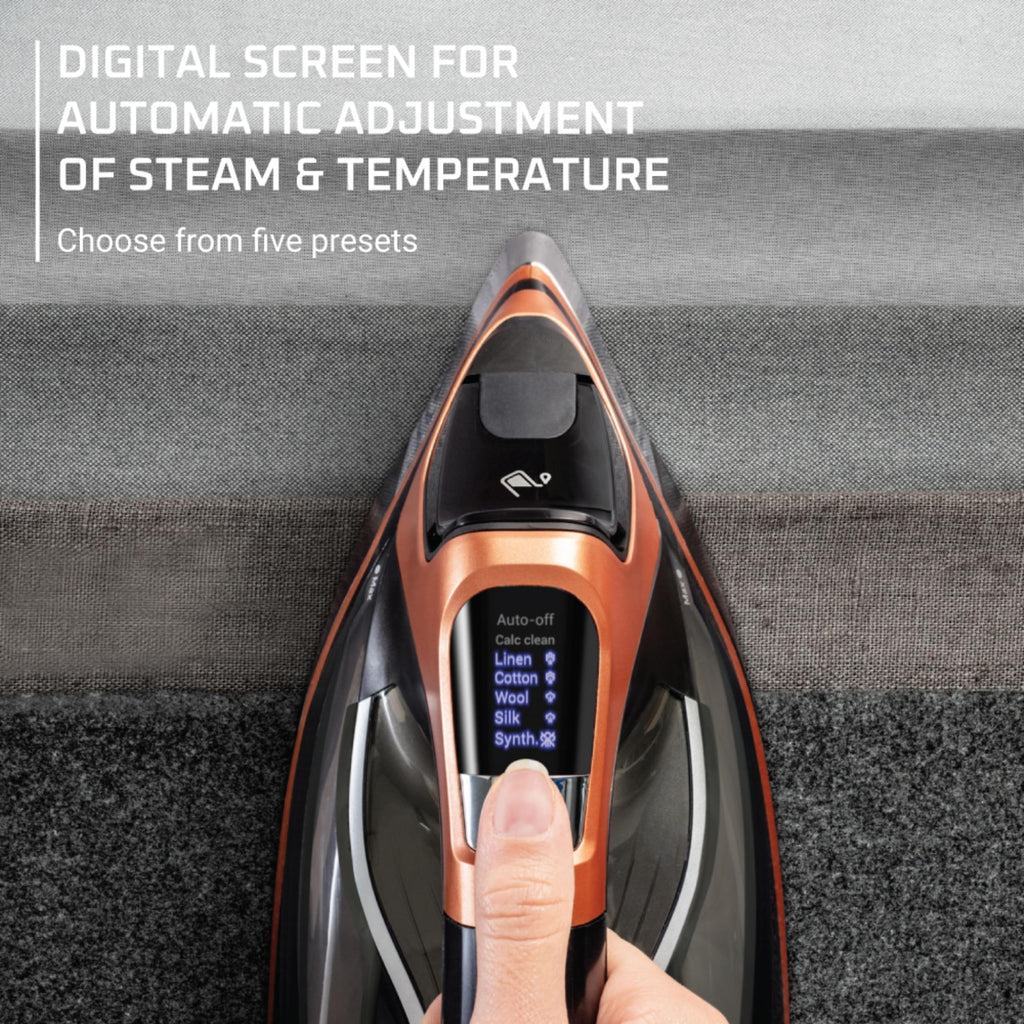Rowenta Iron for Clothes, High Pressure Steamer Iron with Boiler System, 400 Steam Holes, Vertical Steaming, 37oz Tank, Stainless Steel Soleplate